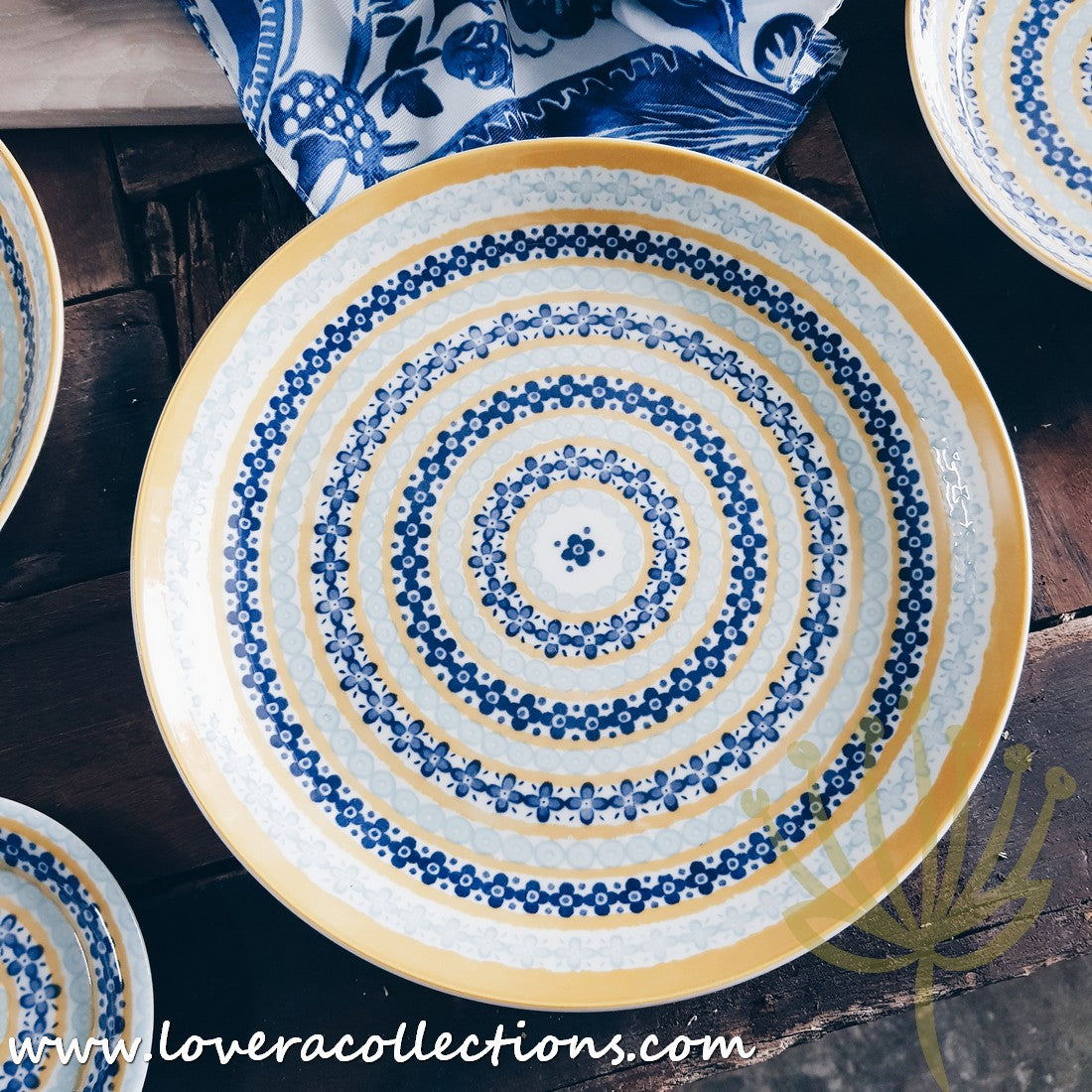 Awasaka Japan Blue & Yellow Floral Tea & Dinnerware Set - Elegant Japanese Ceramic Cups, Plates & Serving Dishes for Afternoon Tea, Dinner Parties & Home Decor