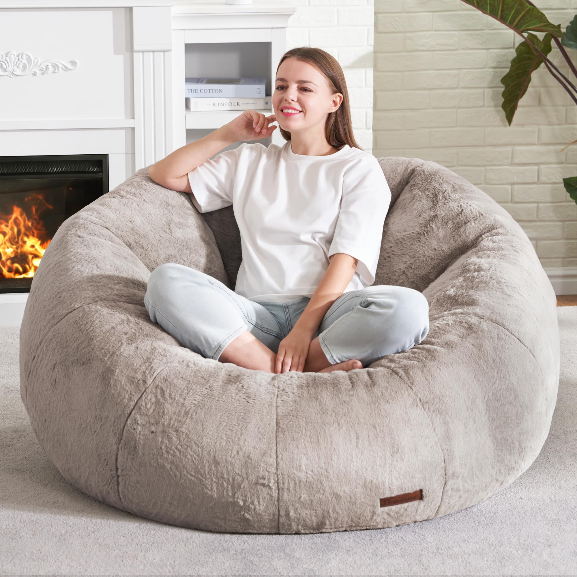 Hobestluk Large Bean Bag Chair for Adults - Oversized Comfy Bean Bag Sofa with Spacious Design, Perfect for Reading, Gaming, Movie Nights & Relaxing (Brown) - Living Room, Bedroom, Dorm & Lounge Essential