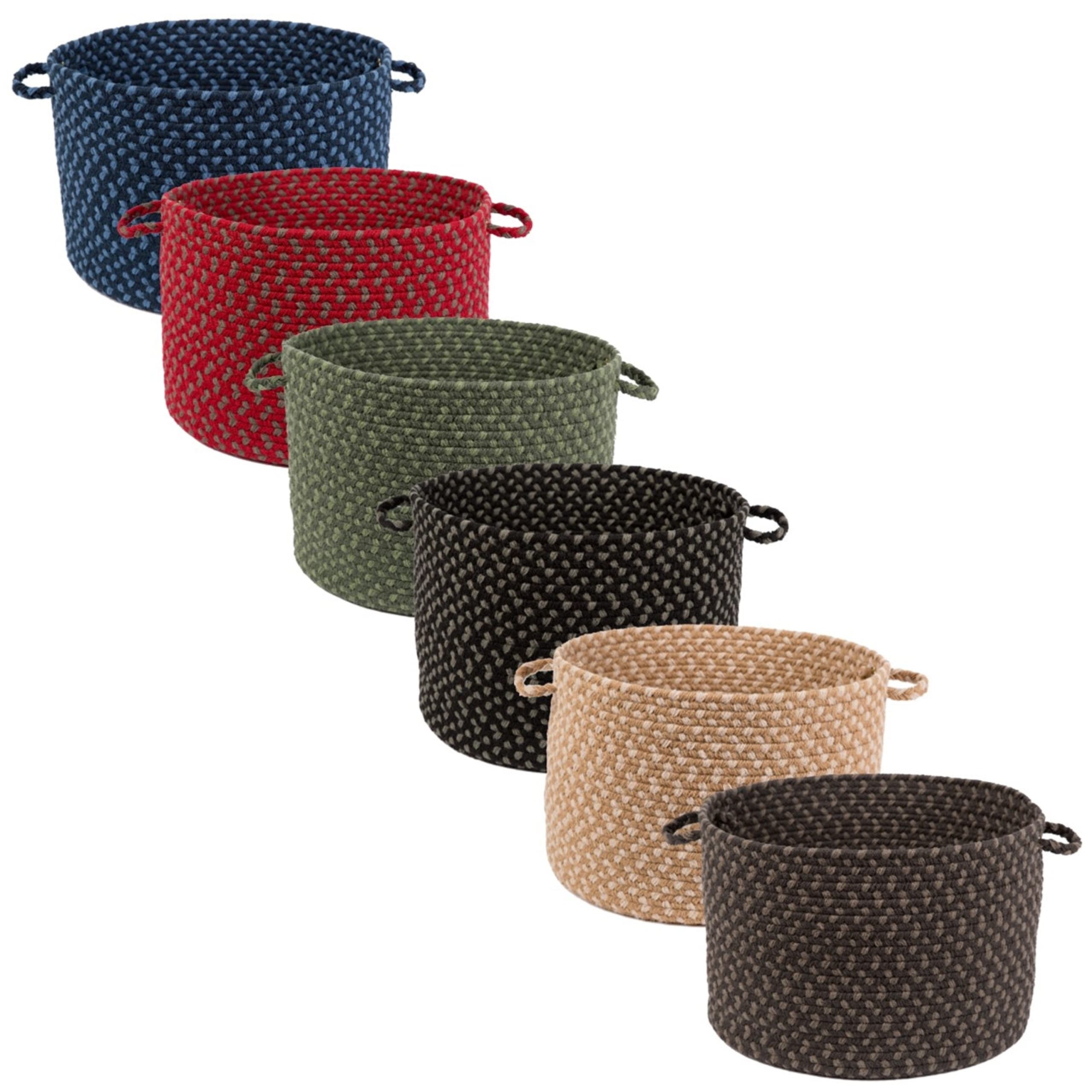 Rhody Rug Mission Hill Braided Basket - Red Brick Home Decor for Living Room, Bedroom & Entryway Storage | Handwoven Natural Fiber Organizer for Blankets, Toys & Magazines
