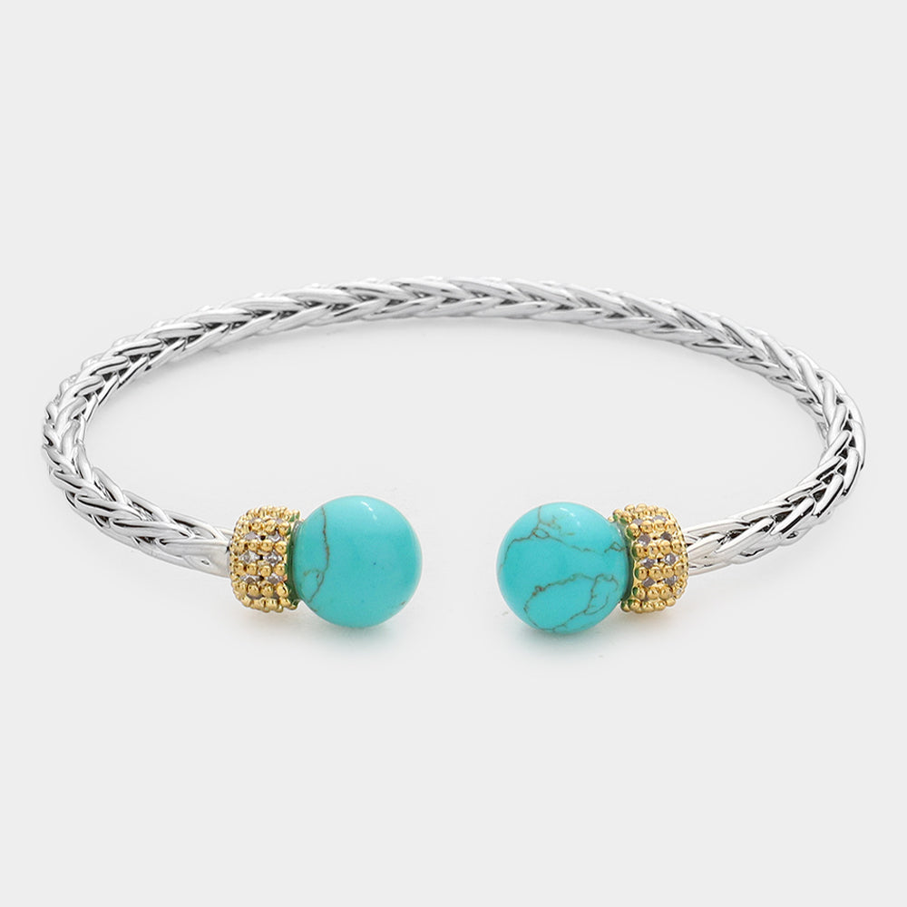 Turquoise Natural Stone Beaded Cuff Bracelet for Women | Boho Chic Jewelry | Perfect for Casual Wear, Parties & Gifts