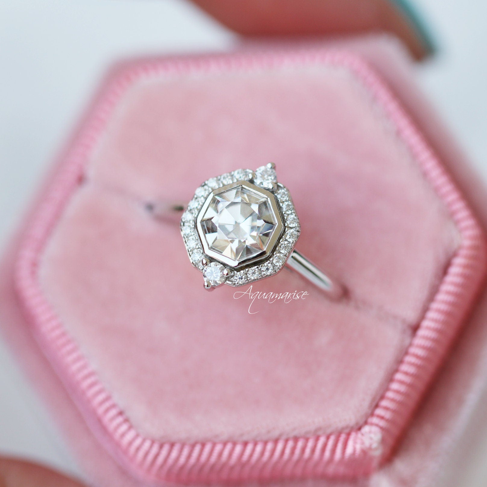 Octavia 14K White Gold Moissanite Engagement Ring for Women - Perfect for Proposals, Weddings & Anniversaries