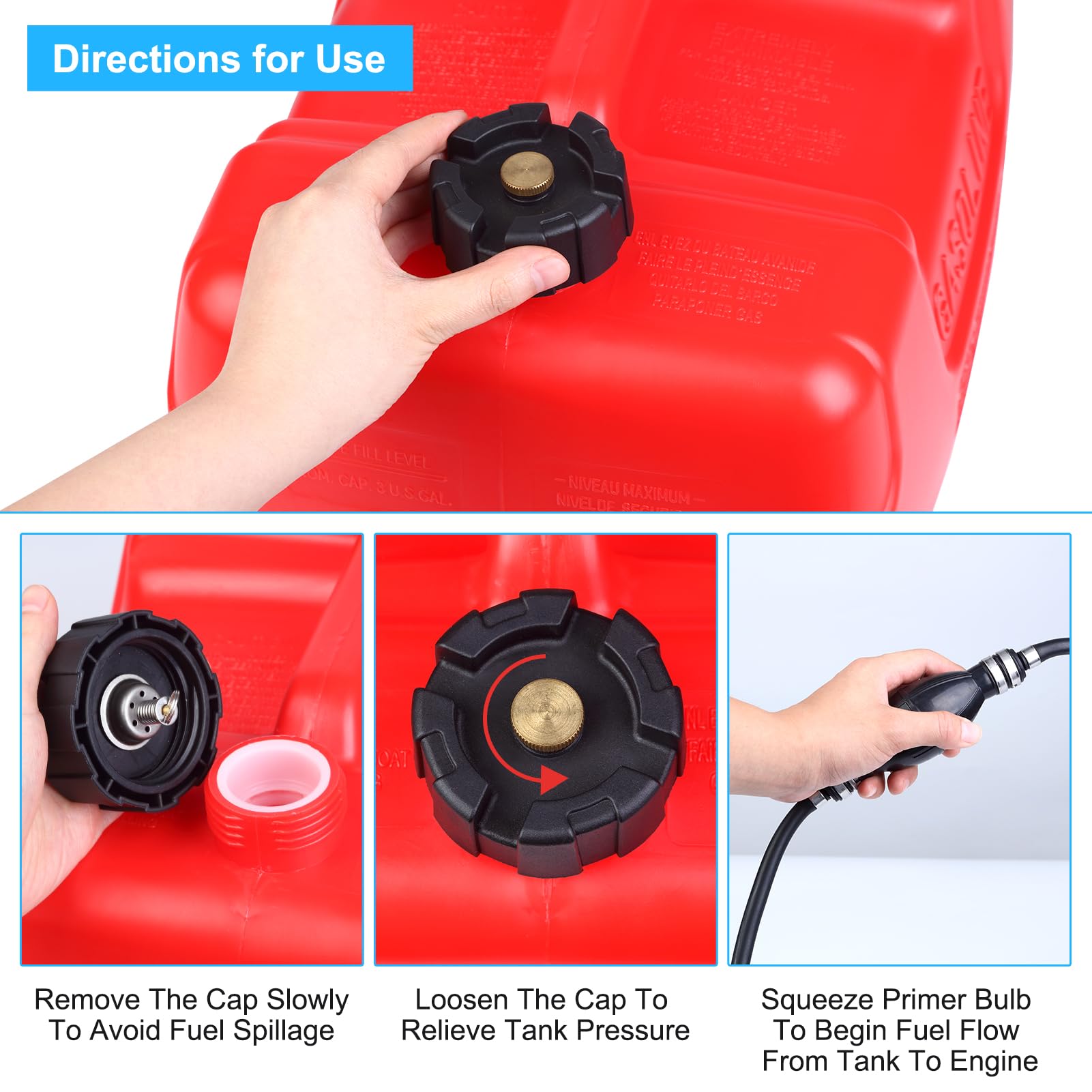 GARVEE 3 Gallon Portable Fuel Tank with Handle - Lightweight & Easy to Carry Gasoline Container for Lawn Mowers, Generators, ATVs, and Outdoor Equipment - Perfect for Camping, Emergency Preparedness, and Farm Use