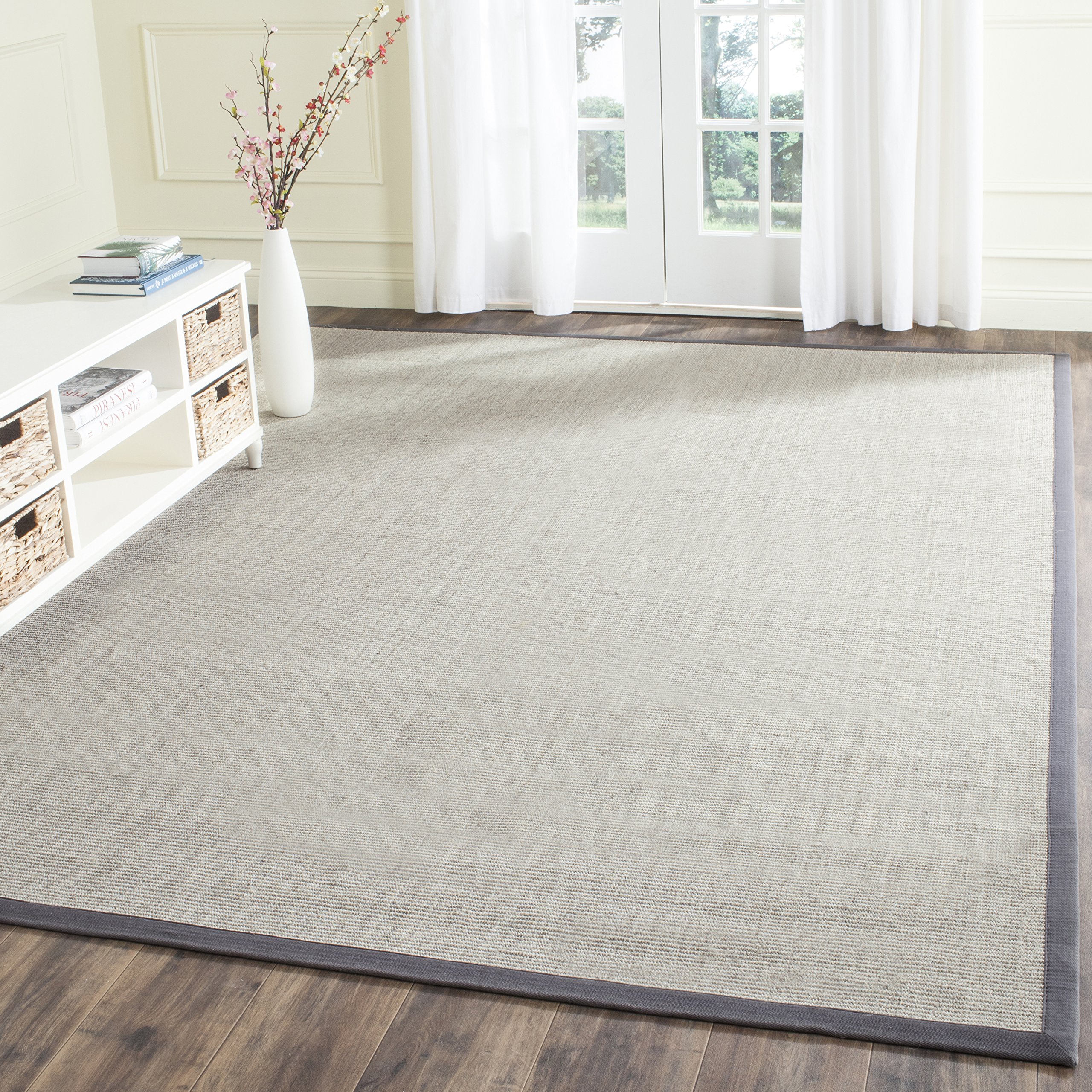 SAFAVIEH Natural Fiber Collection 8' x 10' Area Rug - Marble & Grey Sisal Border Design, Easy Care & Durable for High Traffic Areas | Perfect for Living Room, Bedroom, Office & Entryway (NF441B)