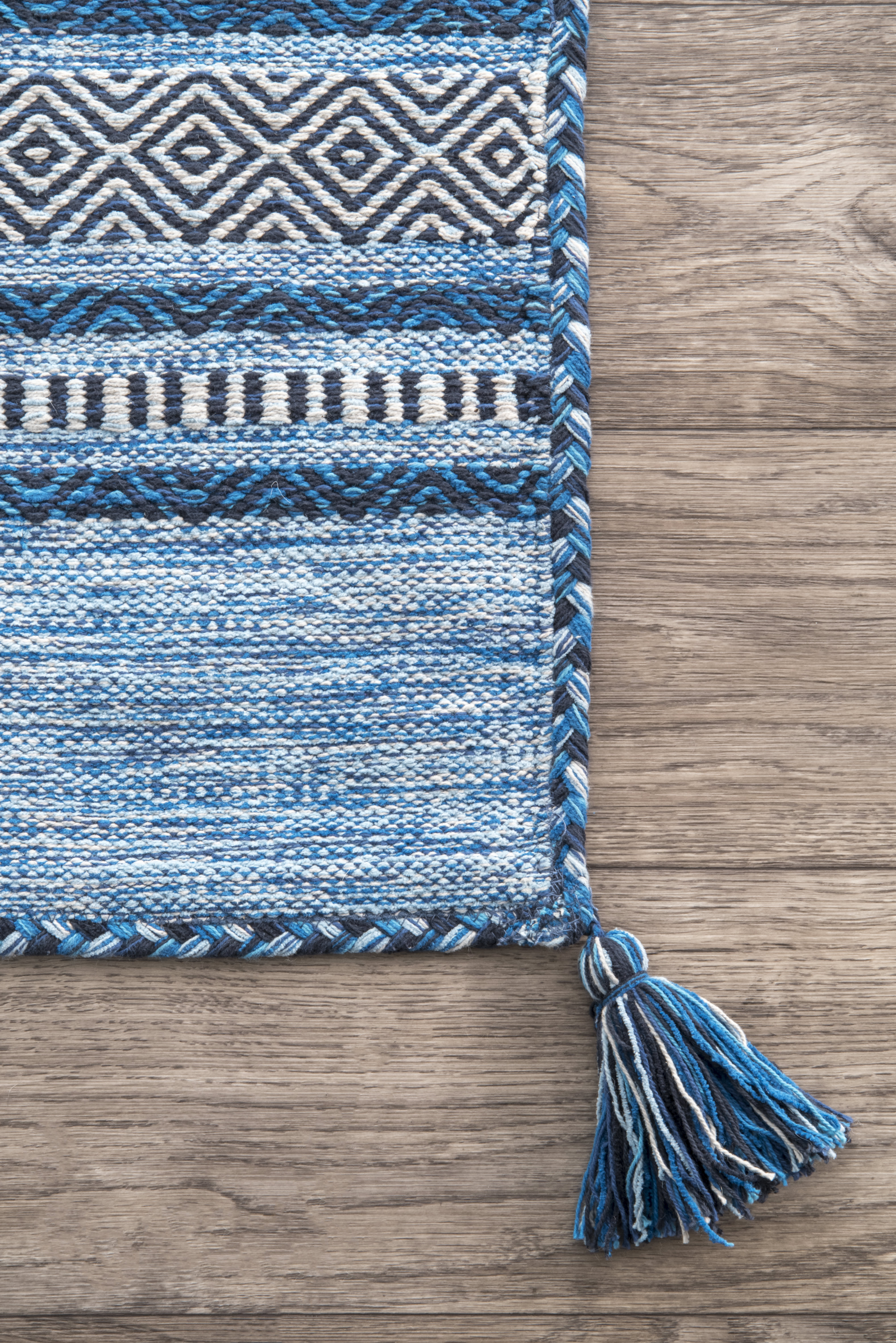 Luxury Blue Diamond Banded Area Rug - Soft & Durable Non-Slip Living Room Carpet for Home Decor | Perfect for Bedroom, Office & High-Traffic Areas