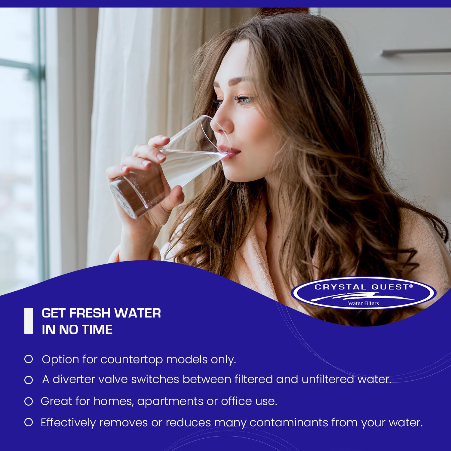 Smart Single Cartridge Countertop Water Filter System for Arsenic Removal - Stainless Steel Design by Crystal Quest | Perfect for Home, Office & RV Use