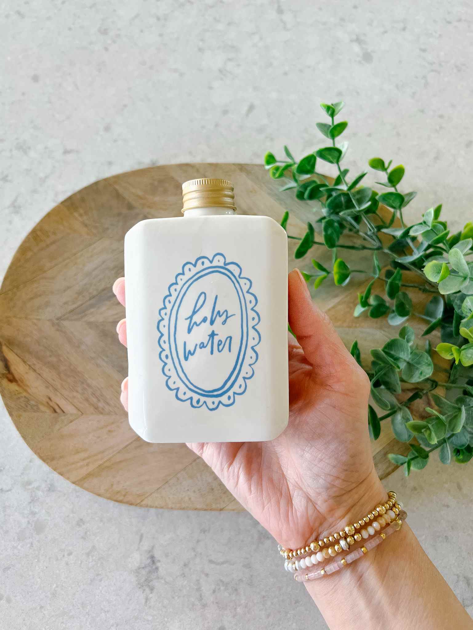 Premium Ceramic Holy Water Bottle for Religious Ceremonies - Sacred Water Container for Baptism, Blessings & Spiritual Use