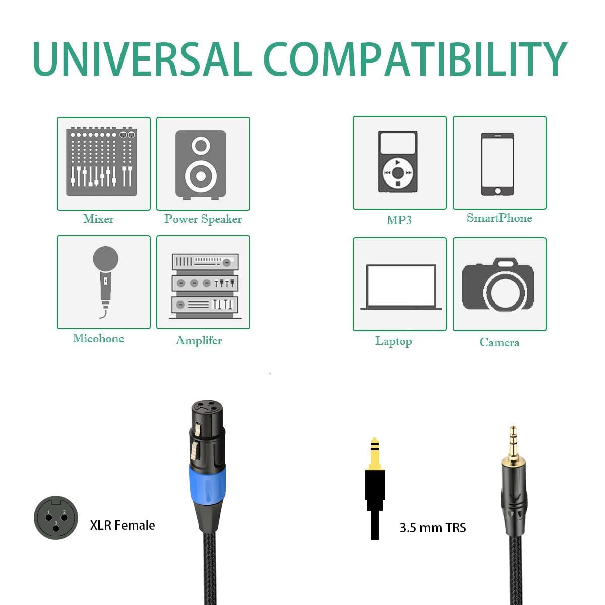 Professional XLR to 3.5mm Cable - Female XLR to 1/8