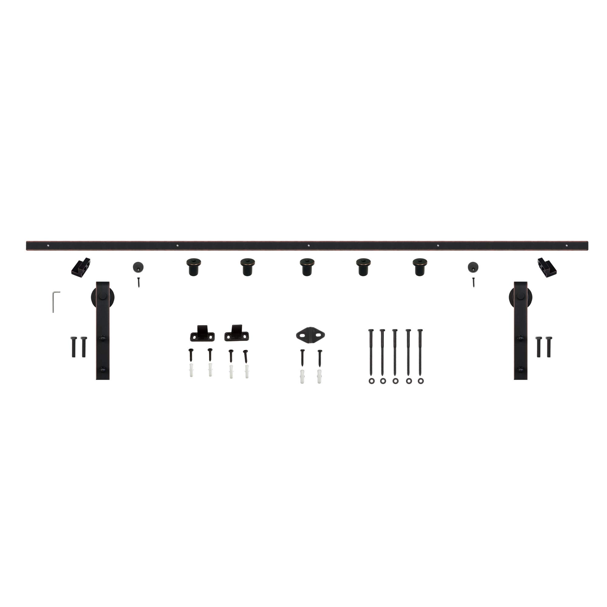 Miseno MBDH0005X78 78.75-Inch Oil Rubbed Bronze Barn Door Hardware Kit - Heavy Duty Bent Strap Design for Sliding Doors - Perfect for Bedrooms, Closets, and Rustic Home Decor