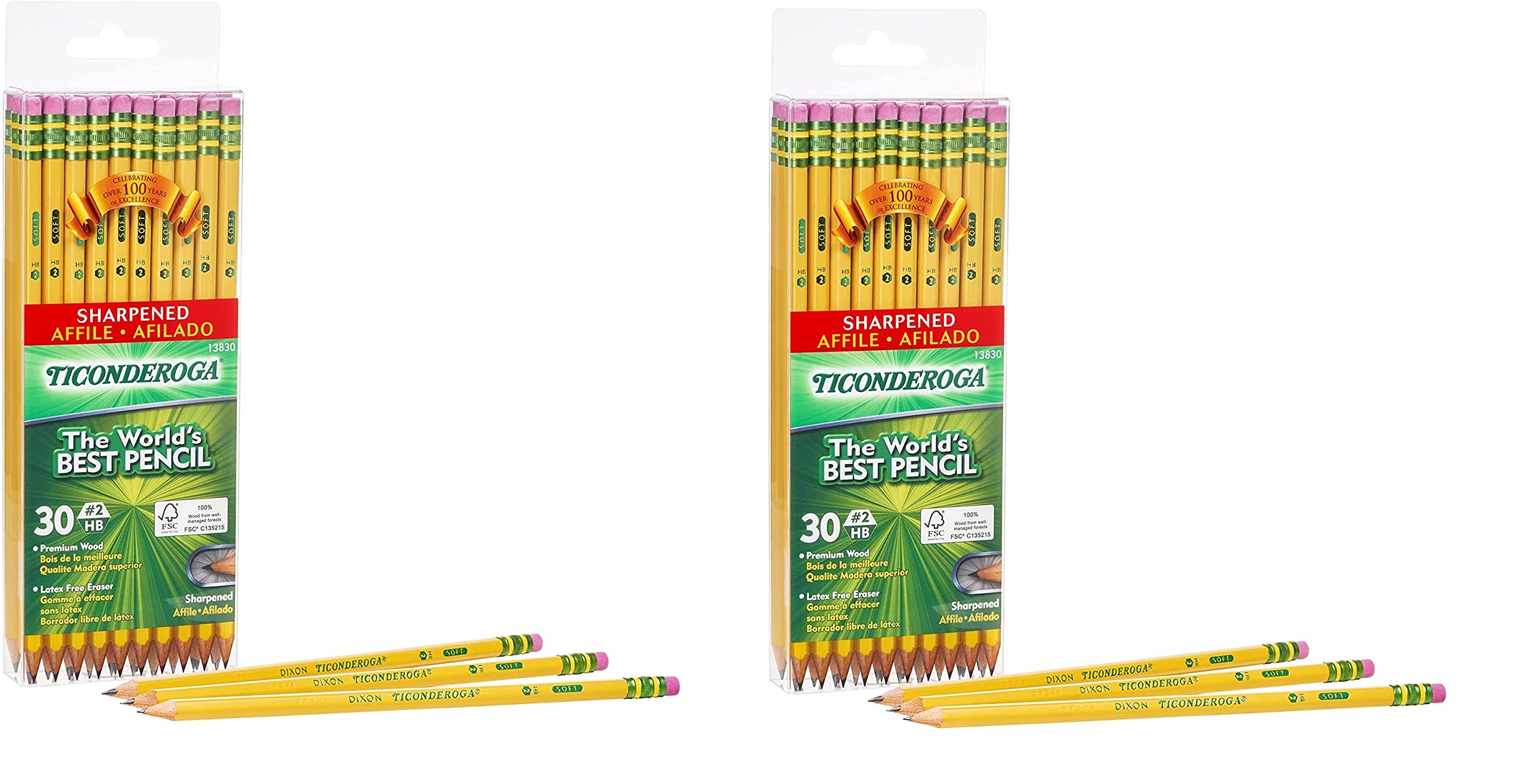Pre-Sharpened #2 HB Graphite Pencils - 2 Pack (60 Count) for School & Office