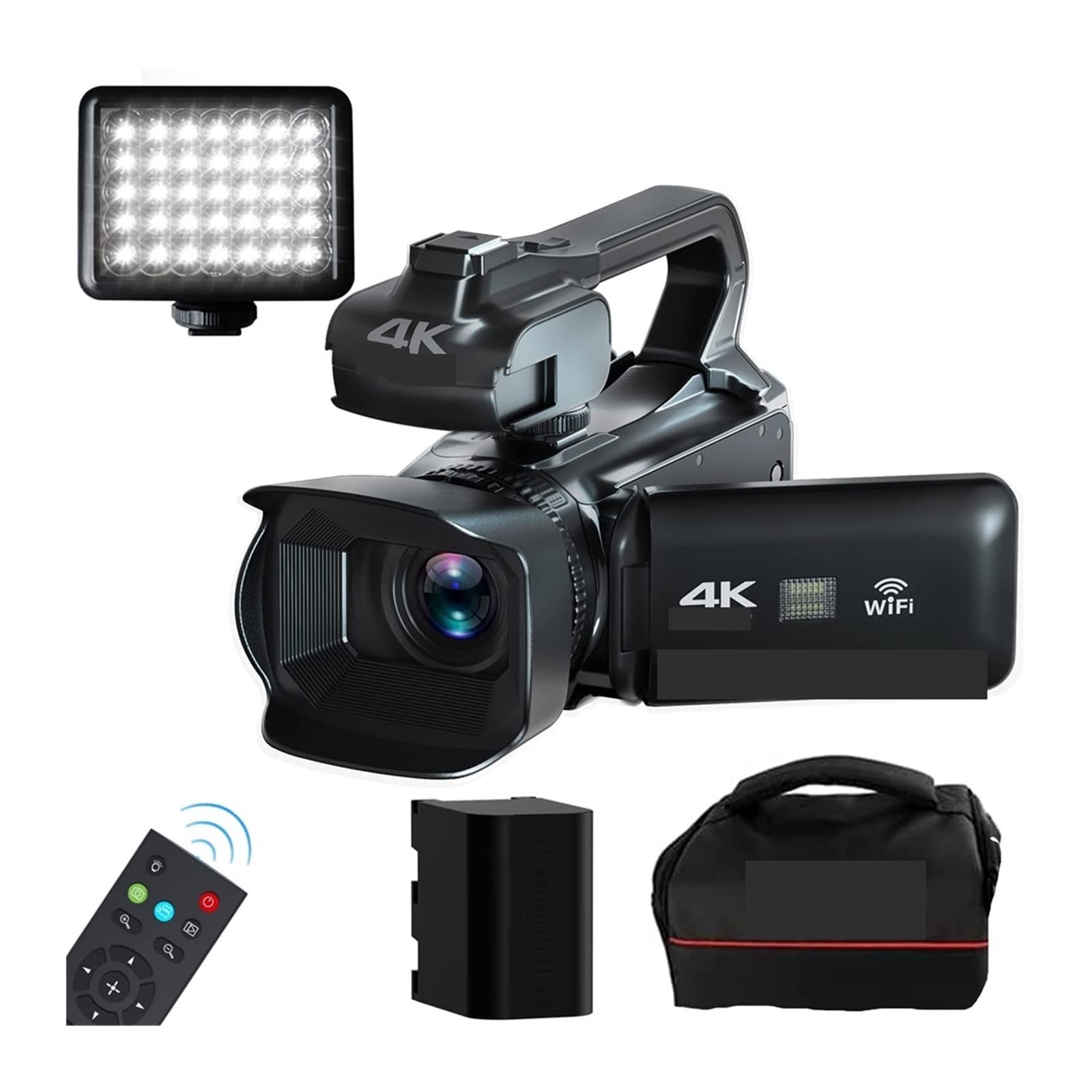 BODORME 64MP 4K Digital Camcorder with 18X Zoom - Rotating Touch Screen Webcam for Live Streaming, YouTube Vlogging & Video Recording (Includes 16GB SD Card & LED Light MIC) - Perfect for Home Studio, Online Classes & Content Creation