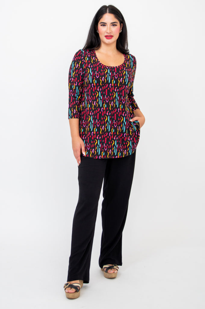 Jazz 3/4 Sleeve Top for Women - Soft Bamboo Fabric Conga Dance Shirt - Perfect for Latin Dance, Salsa, and Performance Wear