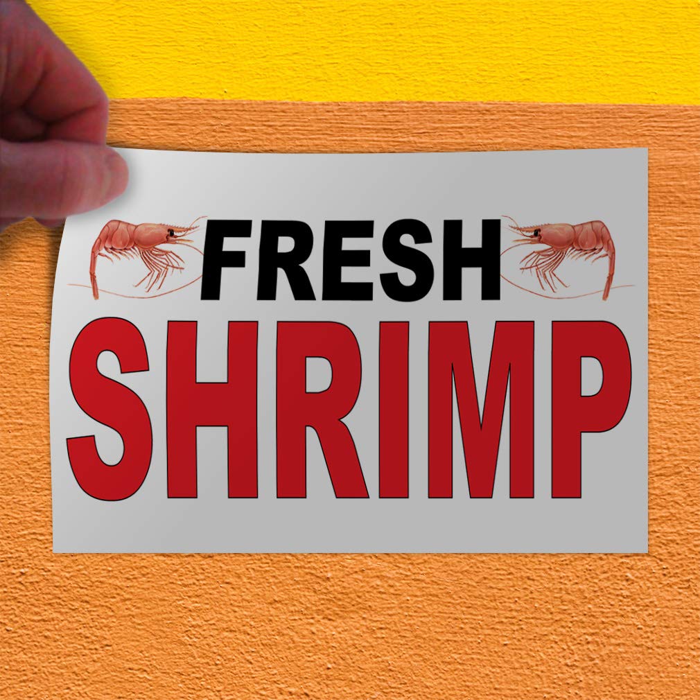 Premium Vinyl Decal Stickers - Fresh Shrimp, Black & Red Bar Design - Multiple Sizes (14x10 Inches) - Durable Restaurant & Food Truck Safety Signs - Perfect for Commercial Kitchens, Food Industry Labeling & Industrial Use