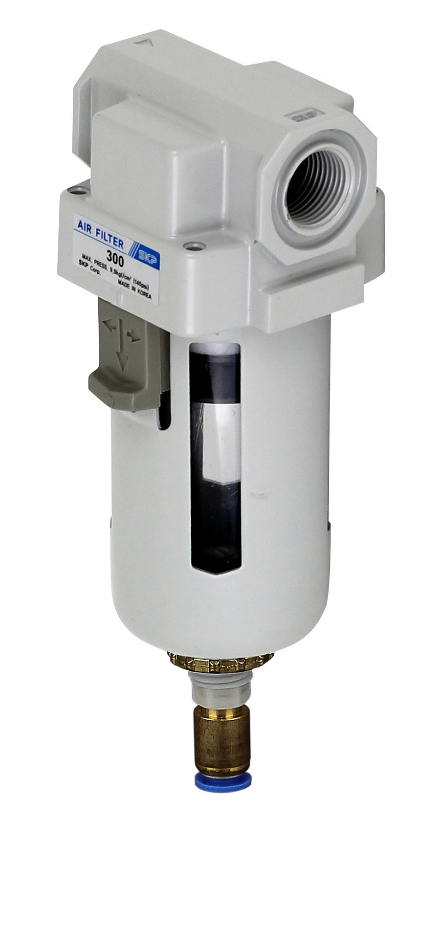 PneumaticPlus SAFD300-N03BD 0.01 Micron Compressed Air Coalescing Filter with Poly Bowl, Auto Drain & Bracket - 3/8