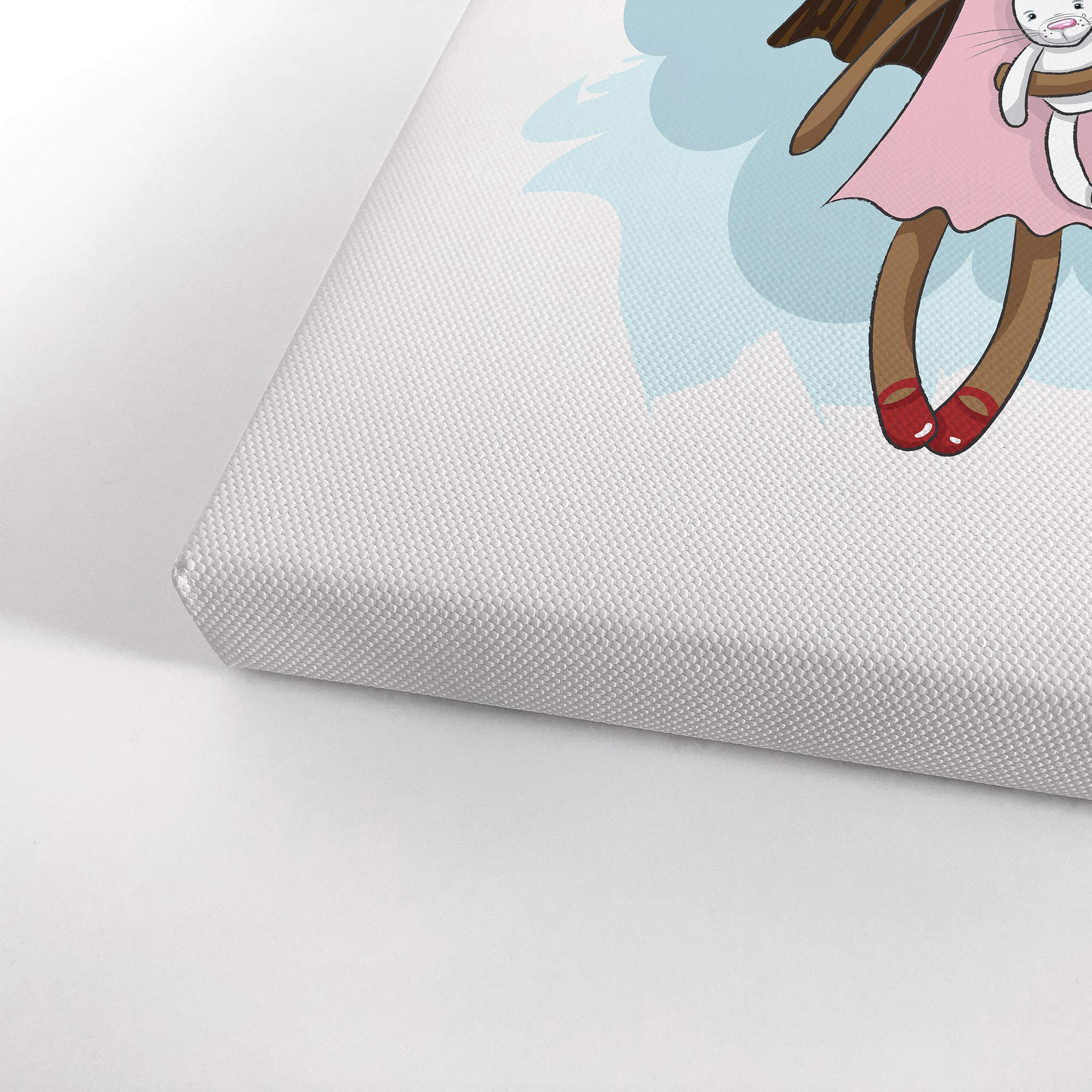 Cute Pink Dressed African American Girl Canvas Wall Art - Smile Art Design 22x15 Inch Nursery Decor, Kids Room Decor, Ready to Hang Made in USA | Perfect for Baby Rooms, Children's Bedrooms & Playroom Wall Decor