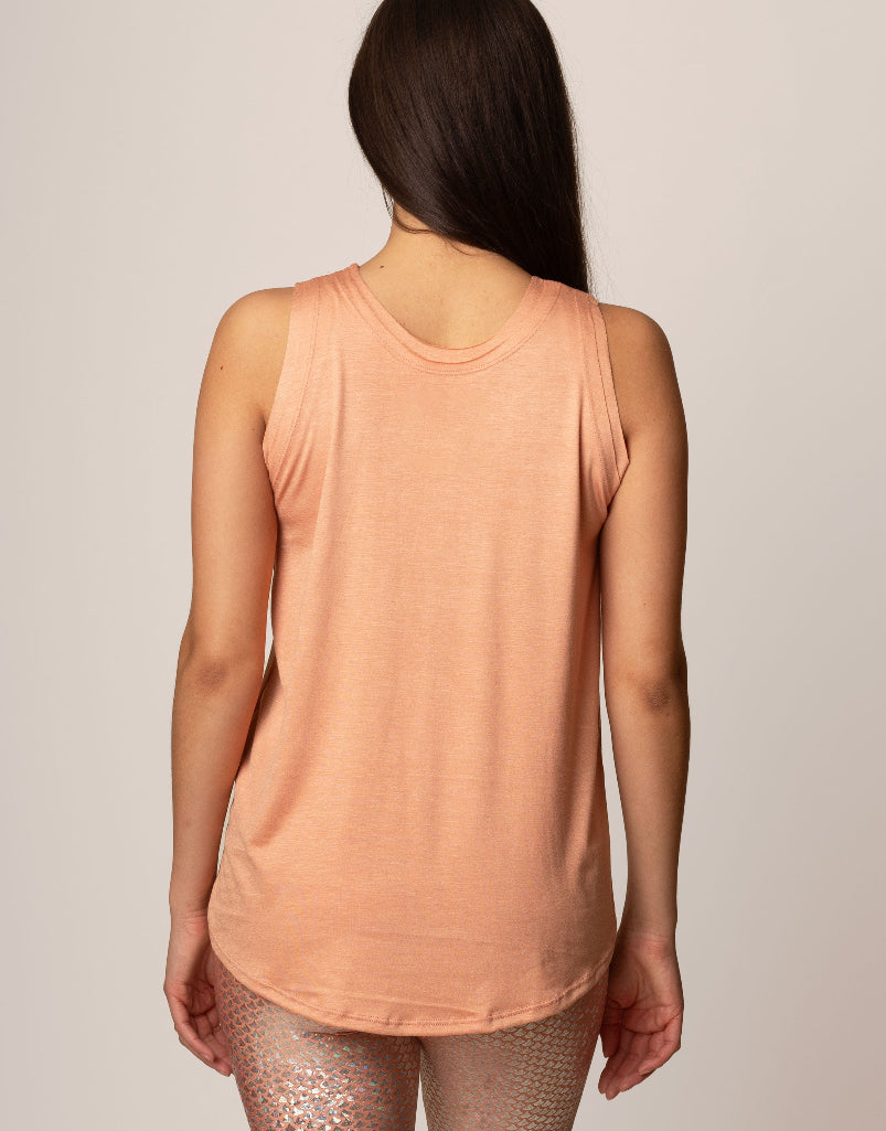 Sunday Tank Peach - Women's Floral Print Summer Tank Top | Casual & Beach Wear | Perfect for Outdoor Activities, Vacations & Relaxing