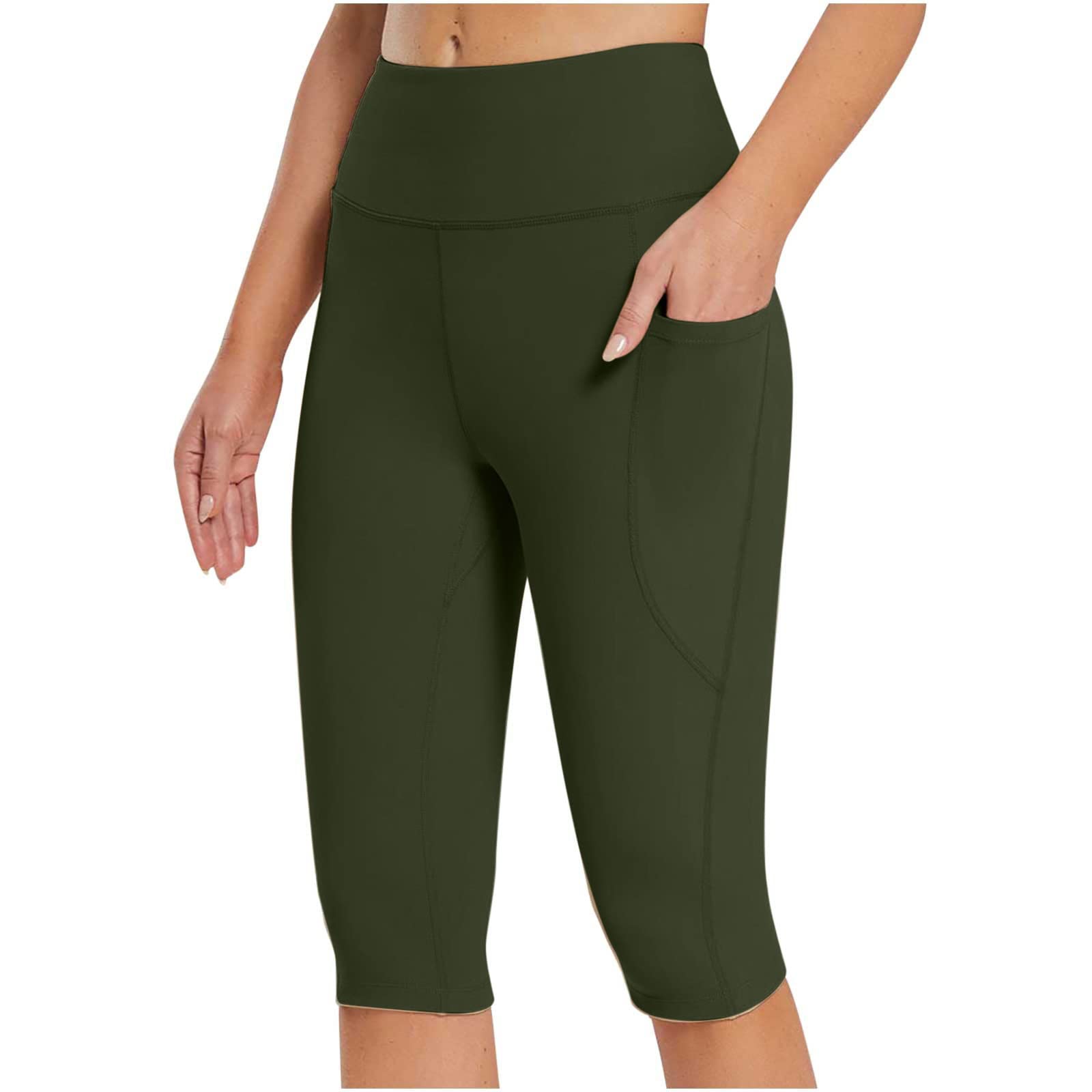 Women's High Waisted Workout Shorts - Gym Running Yoga Exercise Capri Leggings with Pockets | Summer Compression Spandex Shorts for Fitness, Training & Active Lifestyle