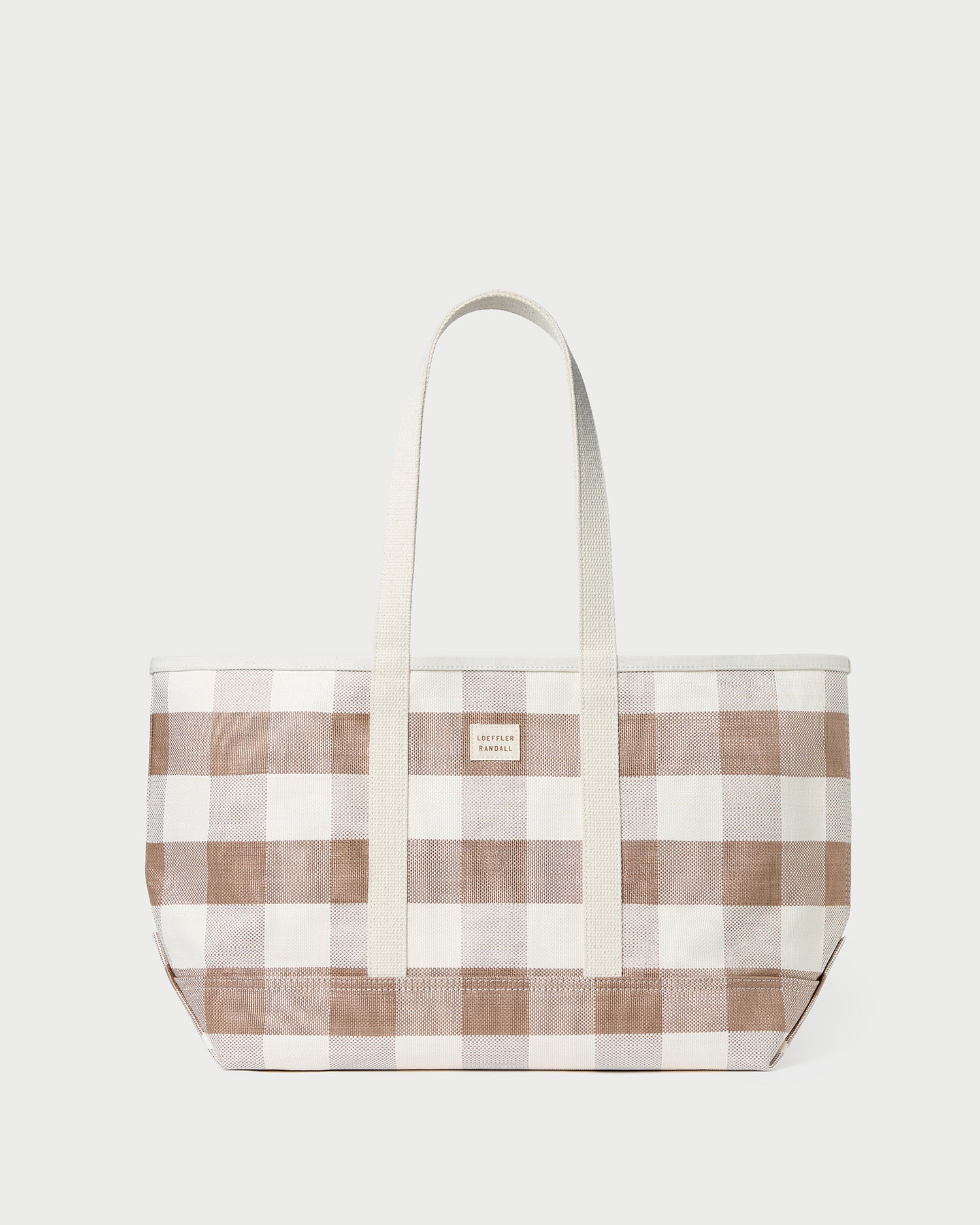 Deanie Brown Gingham Tote Bag - Stylish Cotton Canvas Shoulder Bag for Women - Perfect for Work, Shopping & Beach Outings