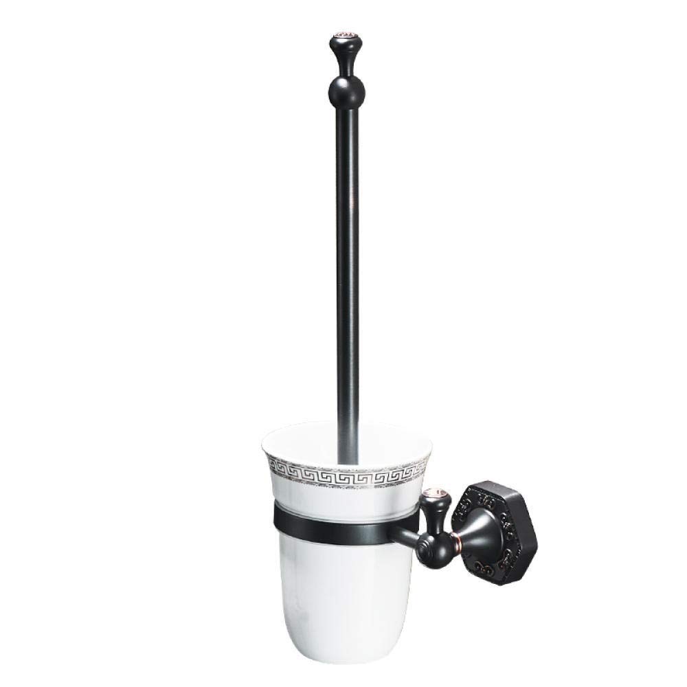 Premium Solid Brass Wall Mounted Toilet Brush and Holder Set - Elegant Ceramic Bathroom Accessories for WC Cleaning | Ideal for Modern Homes, Luxury Hotels & Upscale Restrooms