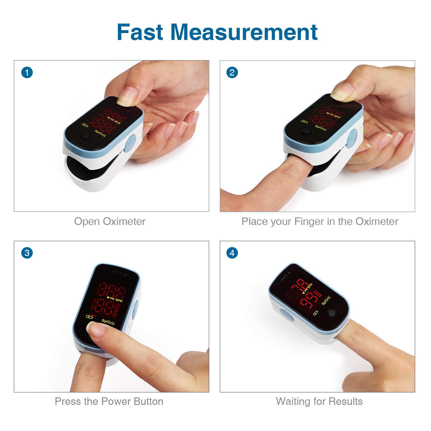 CHOICEMMED Finger Pulse Oximeter - Accurate Blood Oxygen Monitor with Batteries & Carry Pouch - Portable SpO2 Sensor for Home, Travel & Sports Use