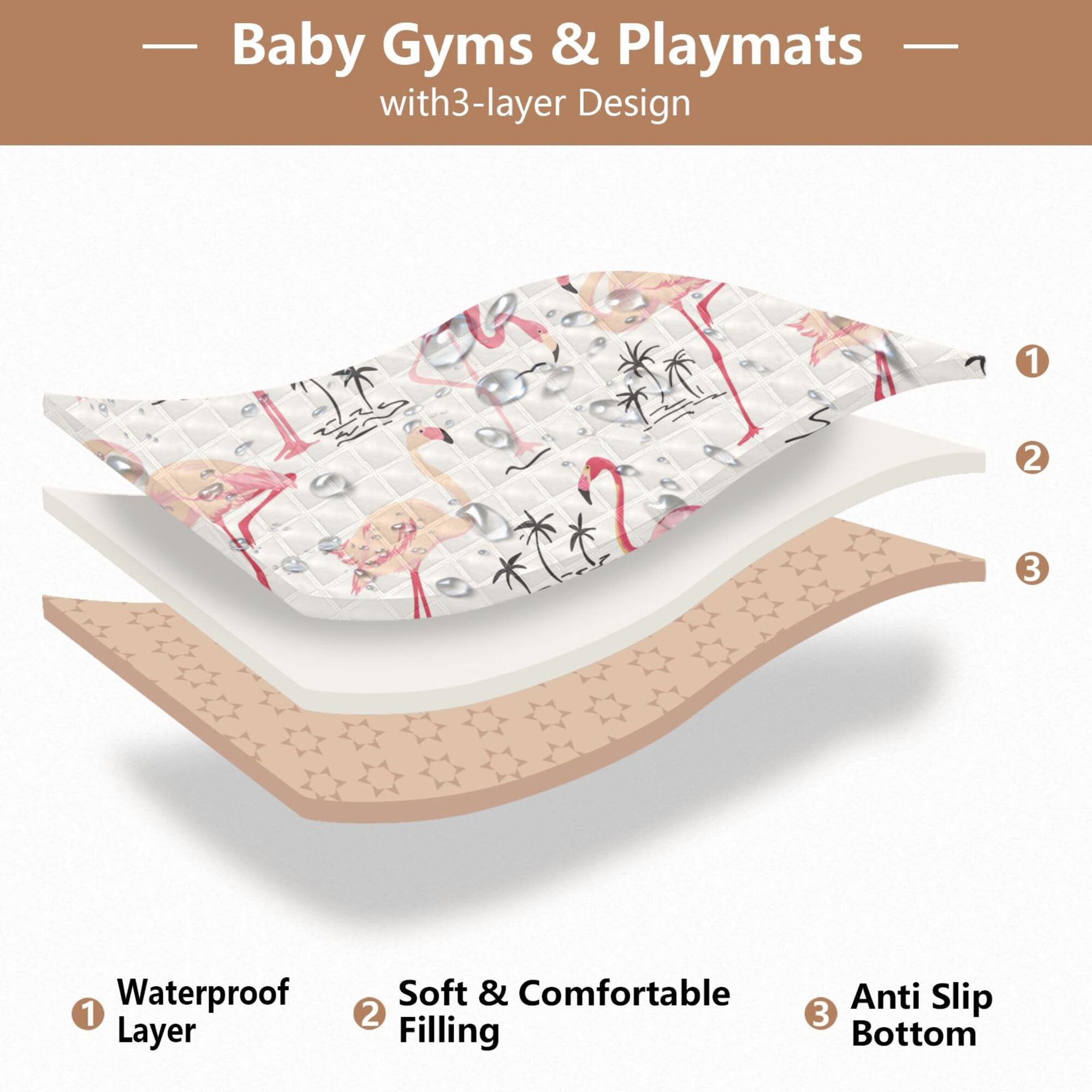 Flamingo Hope Retro Tree Large Baby Play Mat - 50'' x 50'' Sturdy Tummy Time Activity Mat for Infants, Toddlers & Kids - Lightweight Indoor/Outdoor Use for Nursery, Park, Beach & Playroom