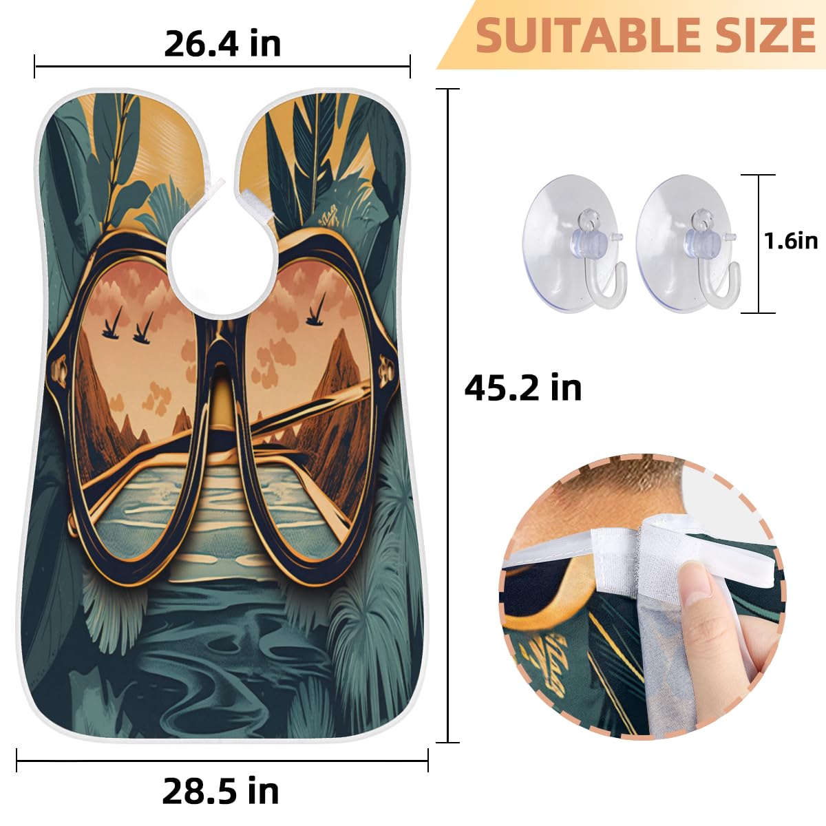 Waterproof Cartoon Sunglasses & Beard Shaving Bib for Men - Artist Apron for Hair Dye, Makeup & Barber Cape - Sink Hair Catcher & Beard Trimming Tool - Perfect for Salon, Home Grooming & DIY Hair Coloring