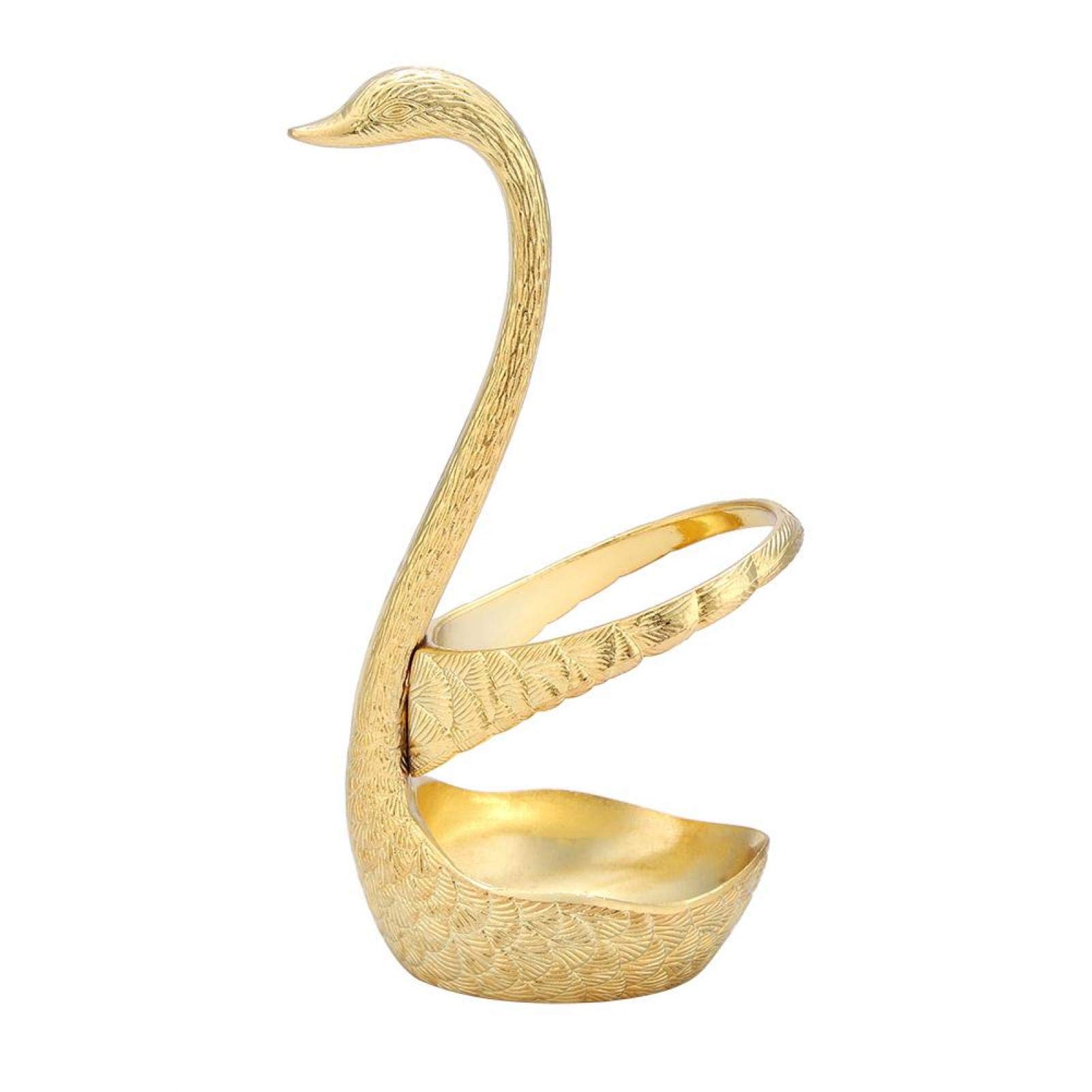 Elegant Swan-Shaped Metal Flatware Set - 3 Forks & 3 Spoons with Gold Holder for Coffee, Dessert, Dinner & Fruit | Stylish Tableware for Parties, Weddings & Home Decor