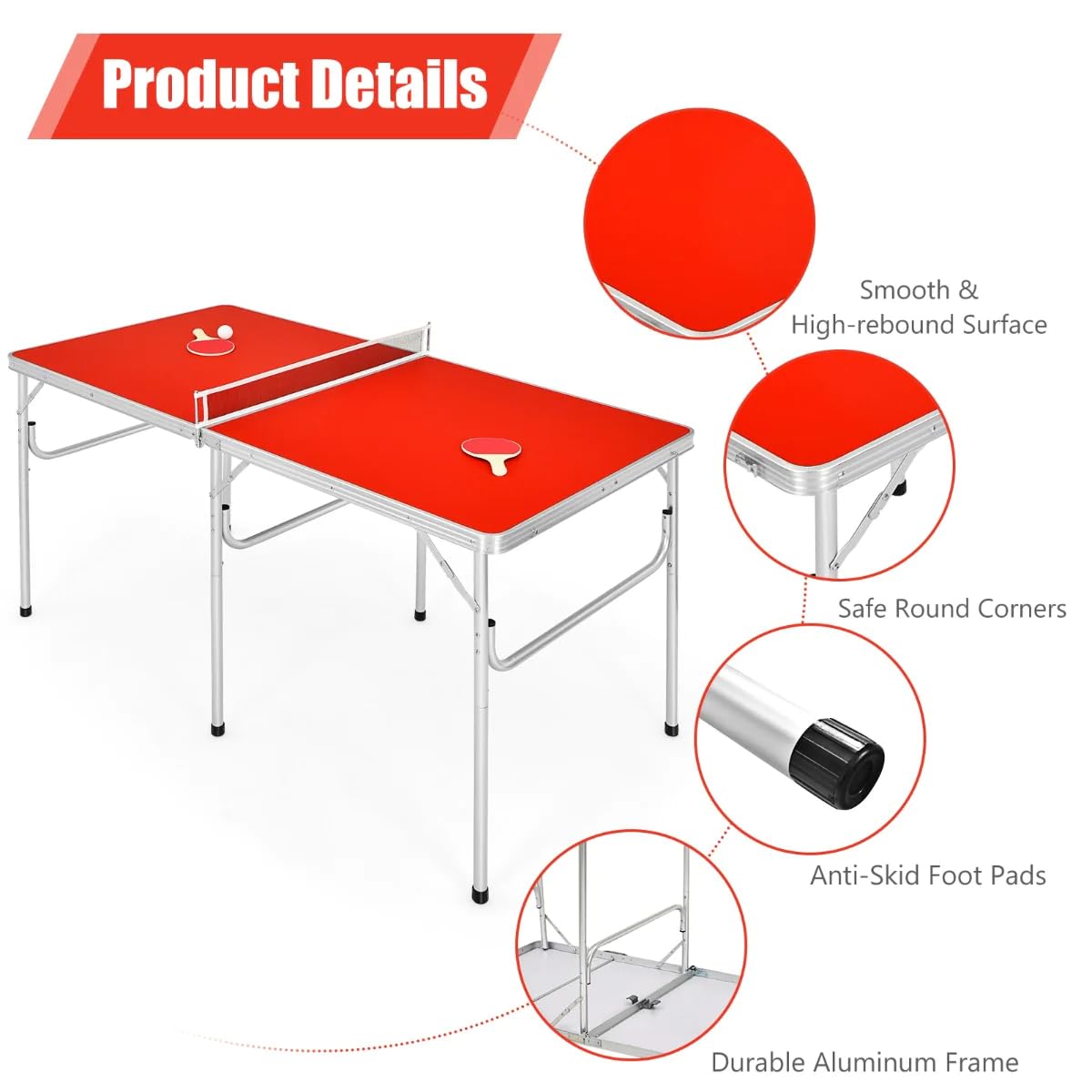 Portable Ping Pong Table Set - 60