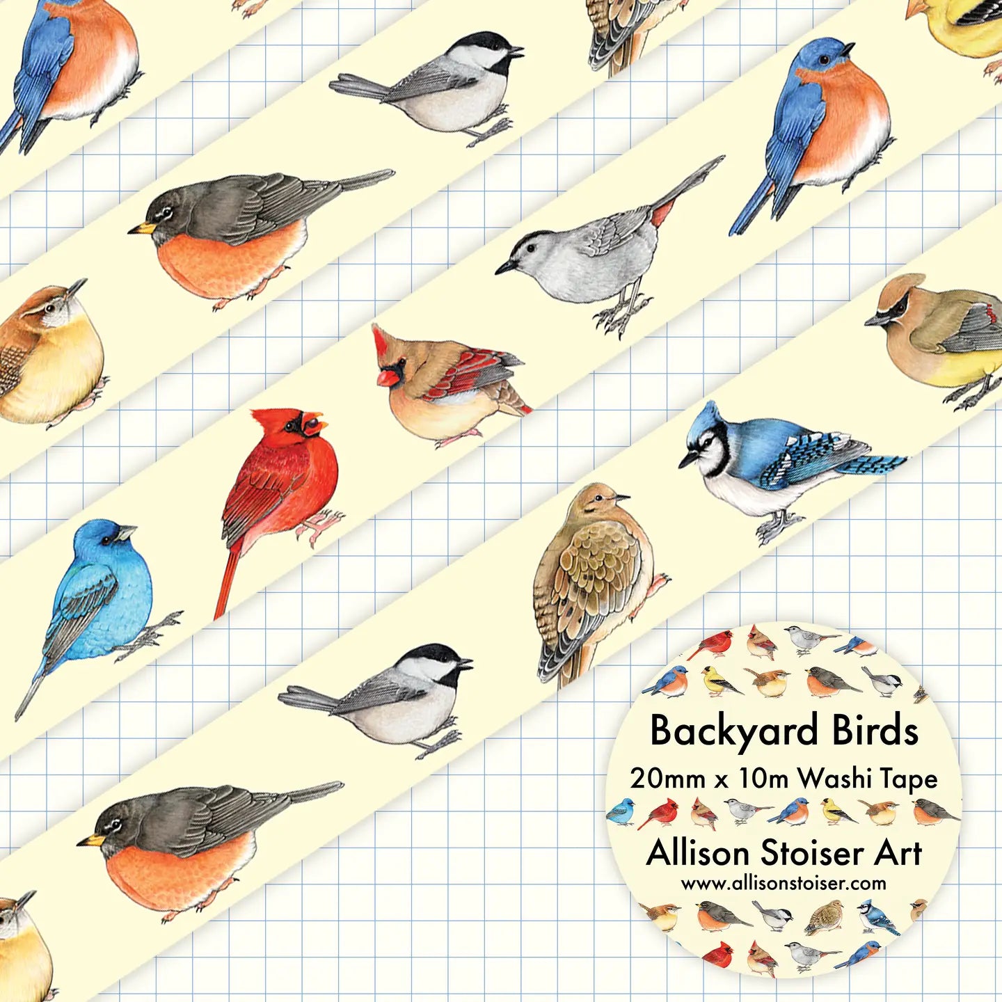 Colorful Backyard Birds Washi Tape Set - Decorative Japanese Paper Tape for Scrapbooking, Journaling, DIY Crafts & Home Decor - Perfect for Gift Wrapping, Bullet Journals, and Planner Stickers