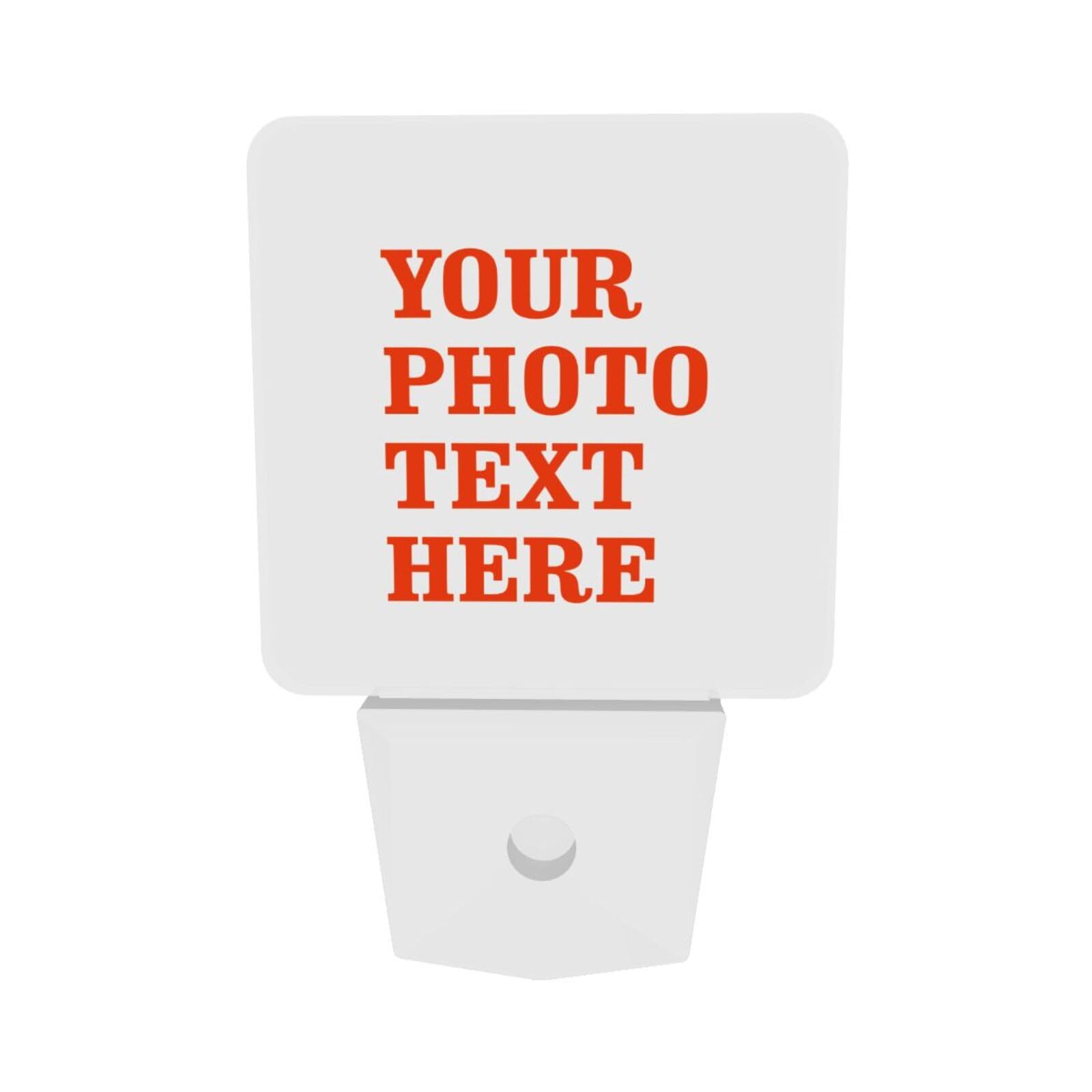 Custom Personalized LED Night Lights Set of 2 - Photo/Logo/Text Engraved with Auto Dusk-to-Dawn Sensor - Plug-in Night Lamp for Home, Bedroom, Bathroom, Hallway & Stairs - Perfect for Kids Rooms, Nurseries & Gift Giving