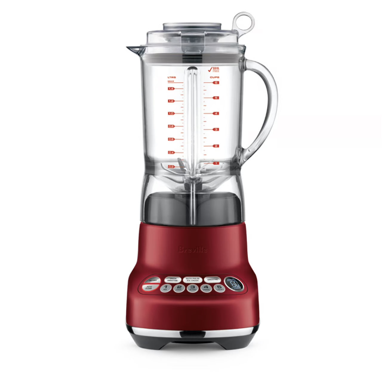 Breville The Fresh and Furious Blender - 1000W High-Speed Countertop Blender with 48oz BPA-Free Jar, 5 Preset Programs & Pulse Function, Red Velvet (BBL620RVC1BCA1) - Perfect for Smoothies, Soups, Sauces & Frozen Drinks