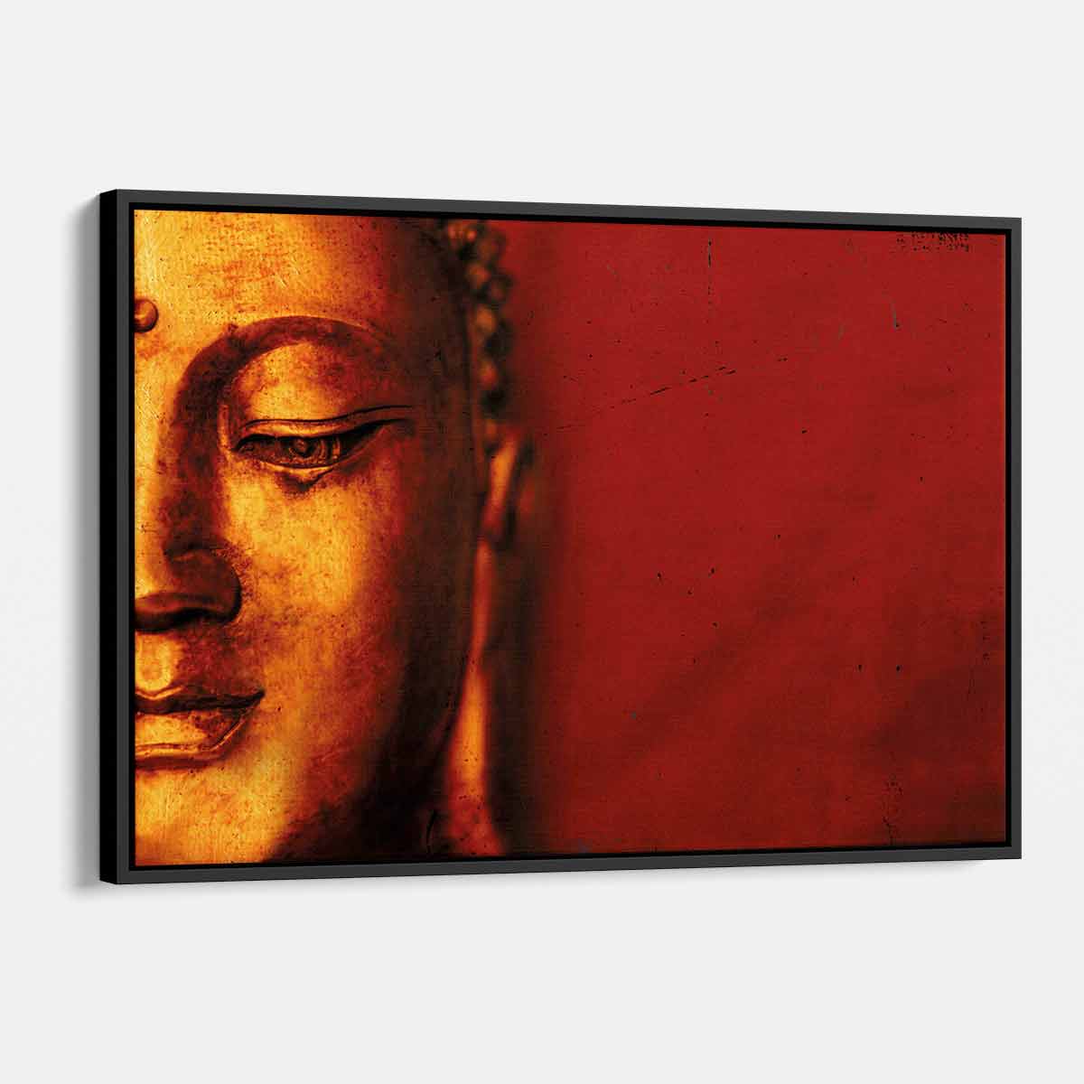 Red Buddha Face Wall Art Canvas Print 8285 - Spiritual Home Decor for Living Room, Bedroom & Meditation Space