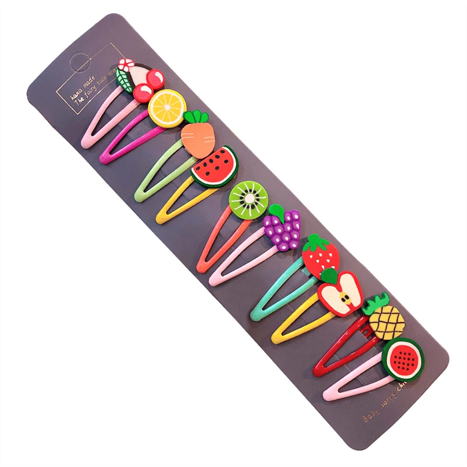 Handmade Cute Cartoon Animal & Fruit Hair Barrettes for Girls - 10/15 Pcs Set - 5cm Hair Clips for Kids - Lovely Hair Accessories & Headbands (Green) - Perfect for School, Parties & Daily Styling