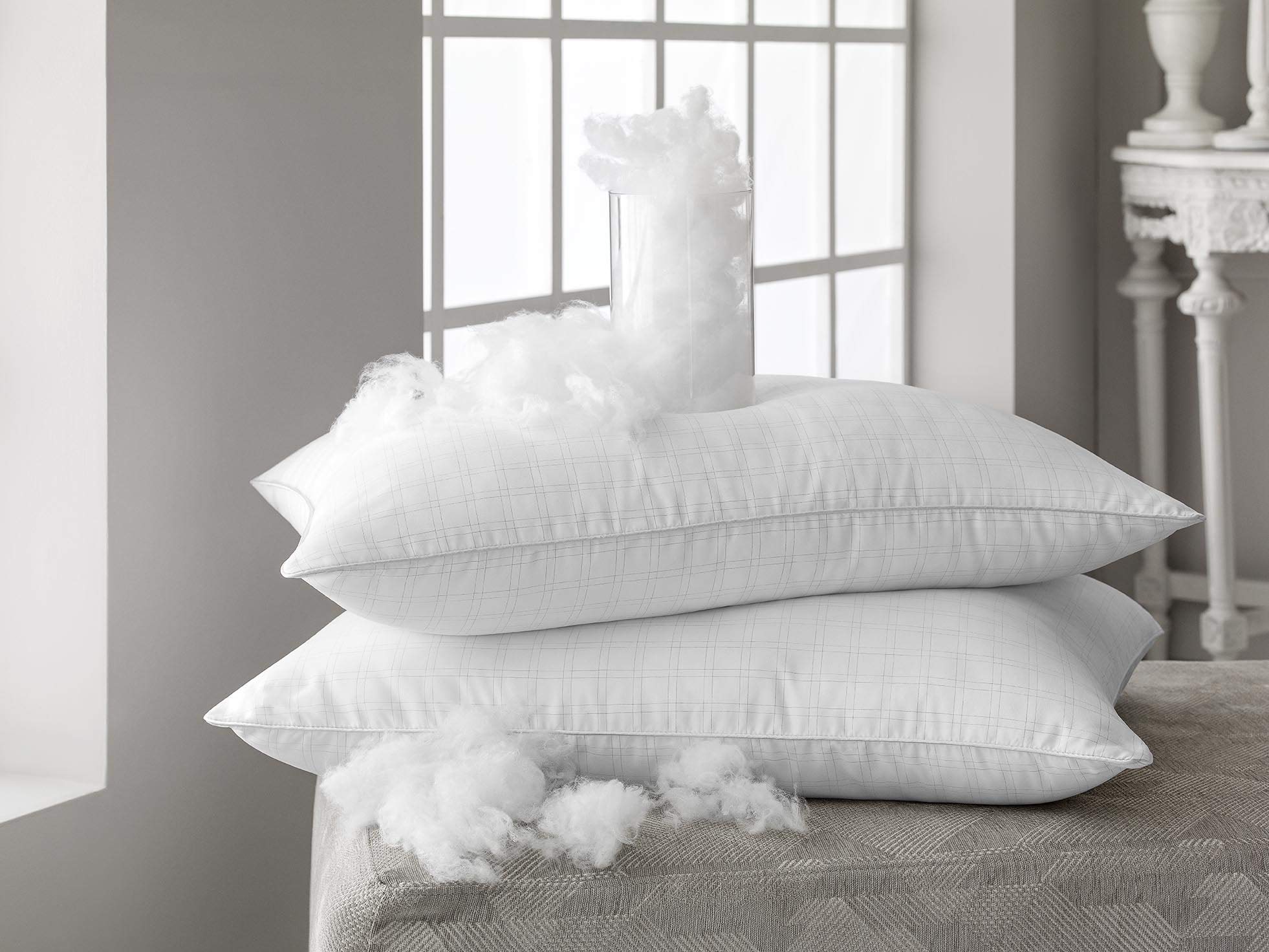 ESTIA Harmonia Down Alternative Bed Pillows Set of 2 - Medium Density Hypoallergenic Microfiber Pillows for Stomach, Side & Back Sleepers - Standard/Queen Size - Perfect for Hotels, Guest Rooms & Home Comfort