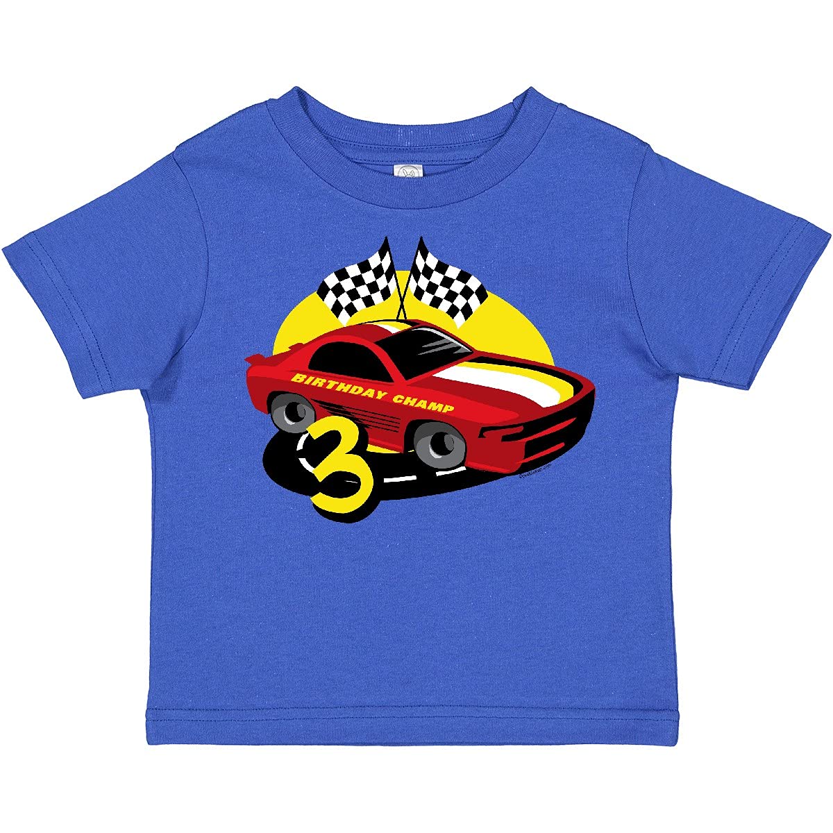 Inktastic Race Car 3rd Birthday Toddler T-Shirt - Cute Toddler Boy Outfit for Birthday Party & Family Photos | Fun Race Car Themed Gift for 3 Year Old Boys