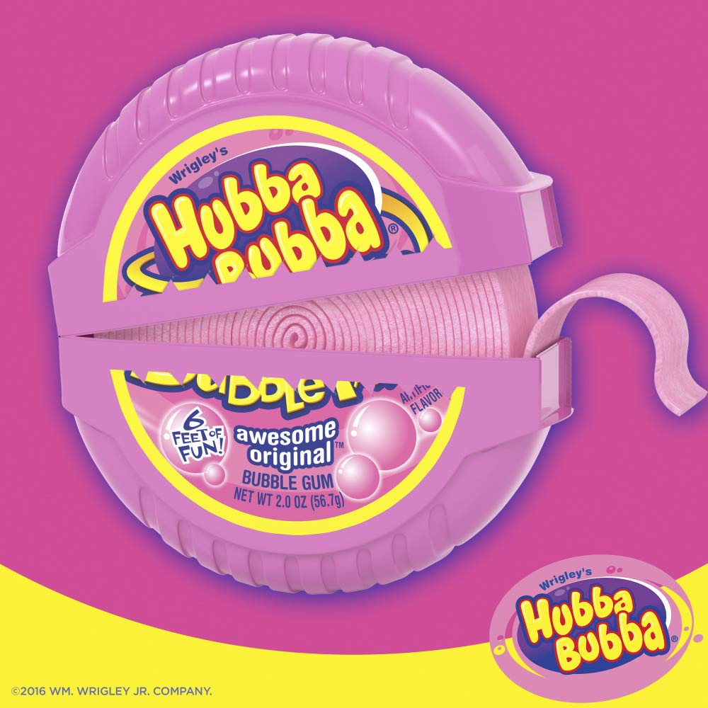 HUBBA BUBBA Original Bubble Gum Tape - 2 oz Bulk Pack (6 Pack) | Chewy Candy for Parties, Gifts & On-the-Go Snacking
