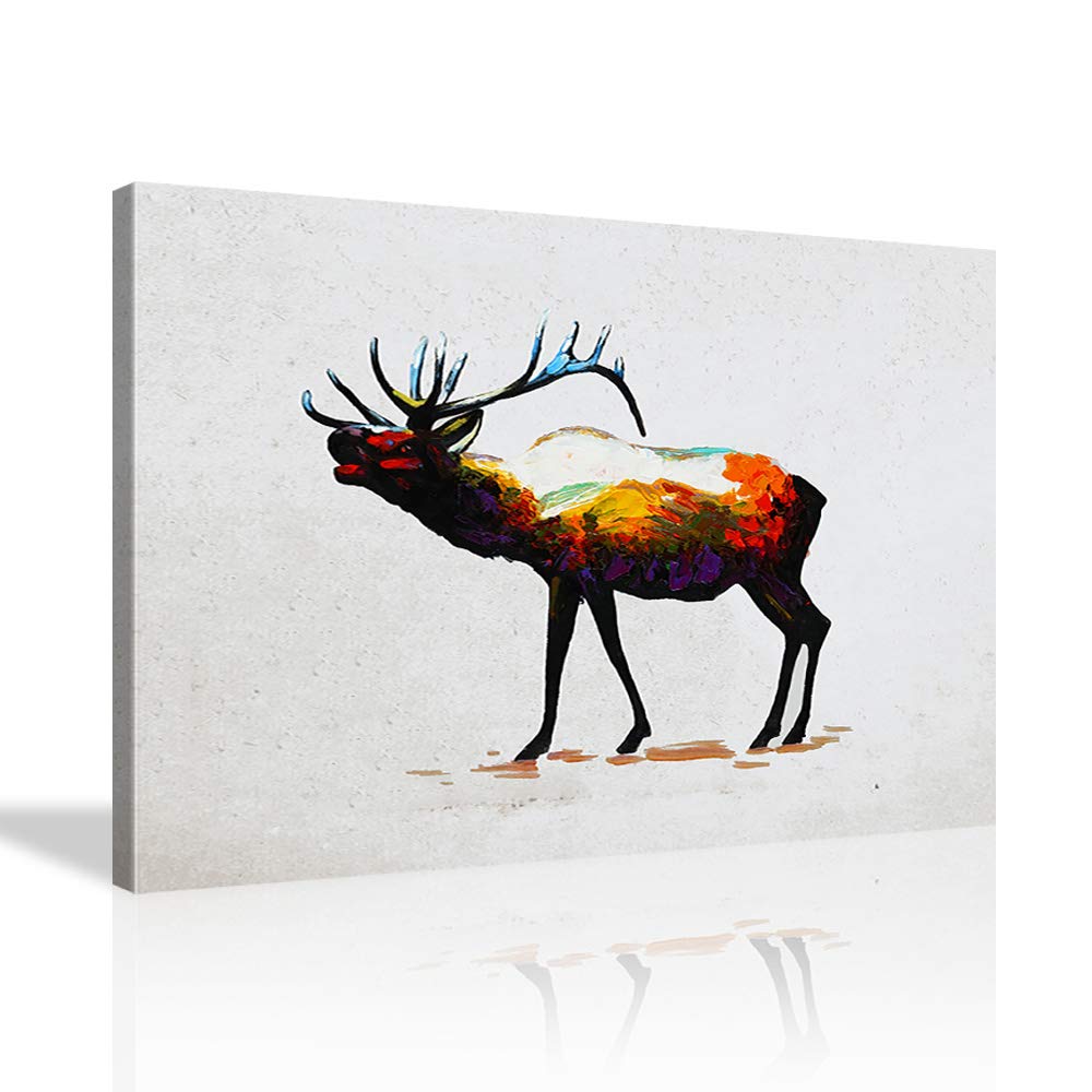 Framed Elk Canvas Paintings for Wall Decor - Handmade Wildlife Art for Living Room, Nursery, Bedroom & Office - Perfect Gift for Nature Lovers & Home Decoration