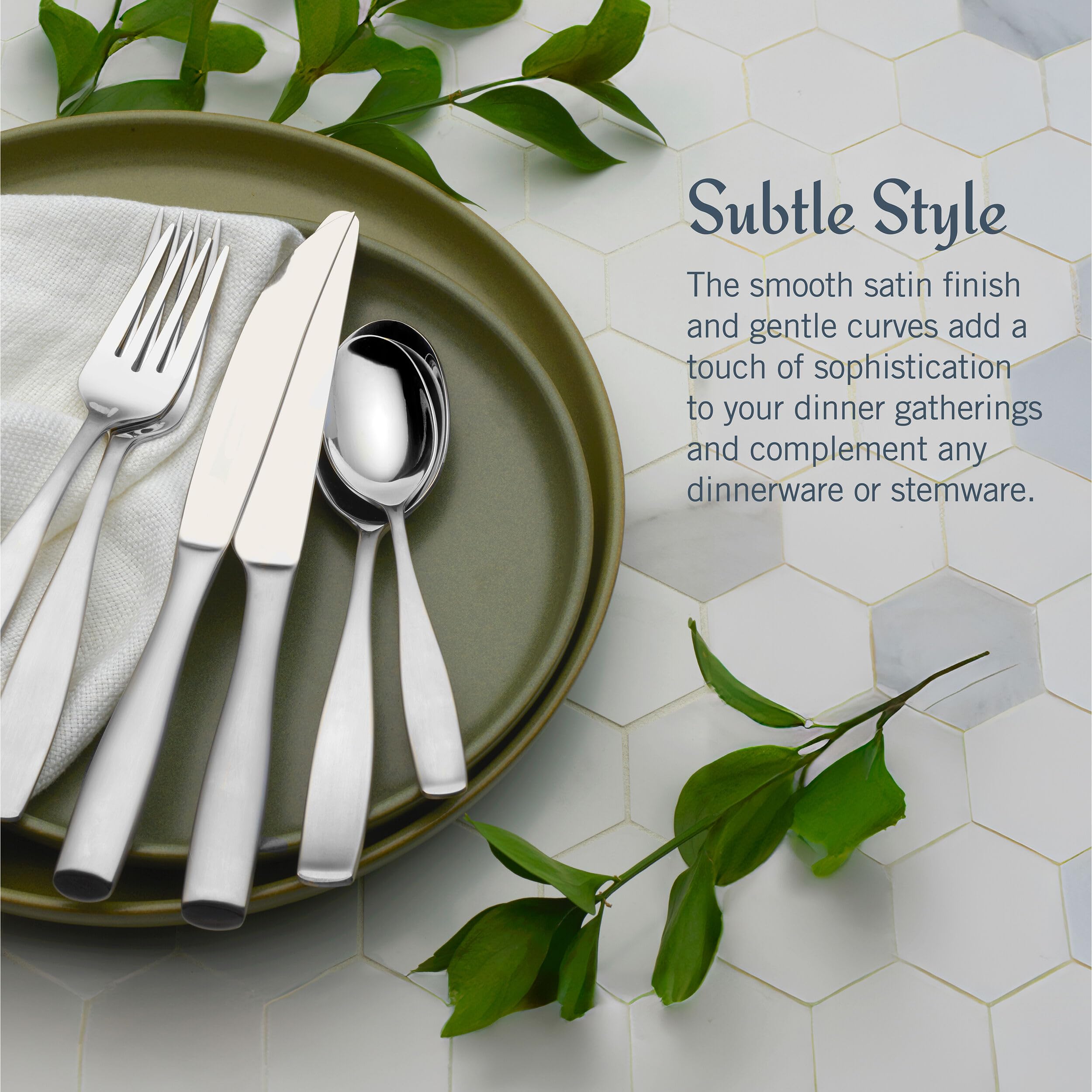 Premium Mikasa Opulent Hammered 75-Piece Silverware Set - 18/10 Stainless Steel Cutlery for 12 with 5-Piece Serving Utensils & Steak Knives - Elegant Dining Set for Weddings, Holidays & Formal Entertaining