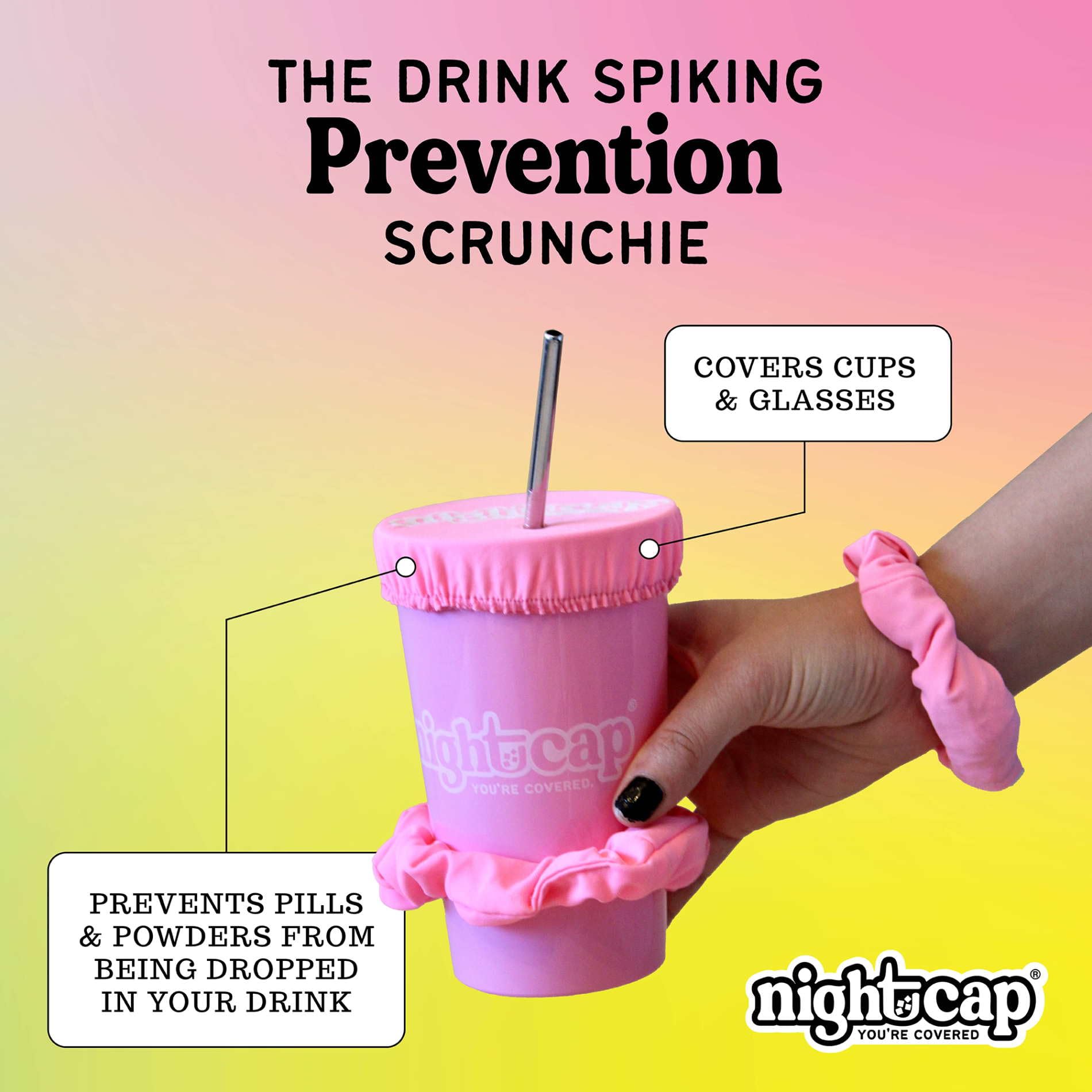 Nightcap The Original Drink Cover Scrunchie, 20 Pack Black – Reusable Hair & Wrist Band for Drink Protection | As Seen On Shark Tank & TikTok | Prevent Drink Spiking with Sanitary Pocket | Perfect for Bars, Parties, Travel & College Events