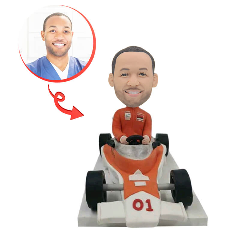 Custom Marlboro 01 Racer Bobblehead - Personalized Racing Driver Figure - Perfect for NASCAR Fans, Office Decor, and Gift Giving