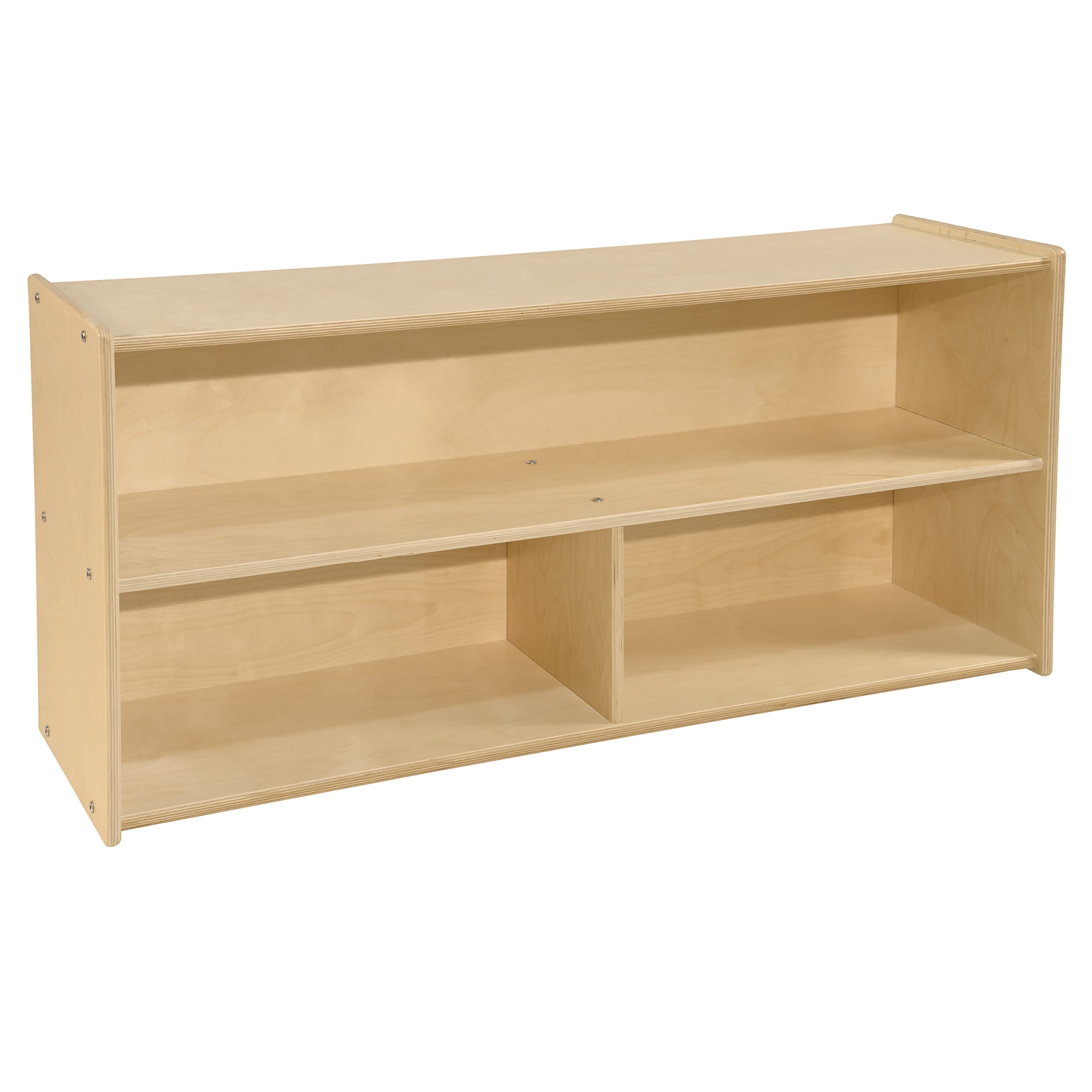 2-Shelf Kids Bookshelf & Toy Storage Organizer - 3-Section Montessori Shelves for Home & Classroom Organization | Perfect for Nursery, Playroom & Preschool Storage Solutions