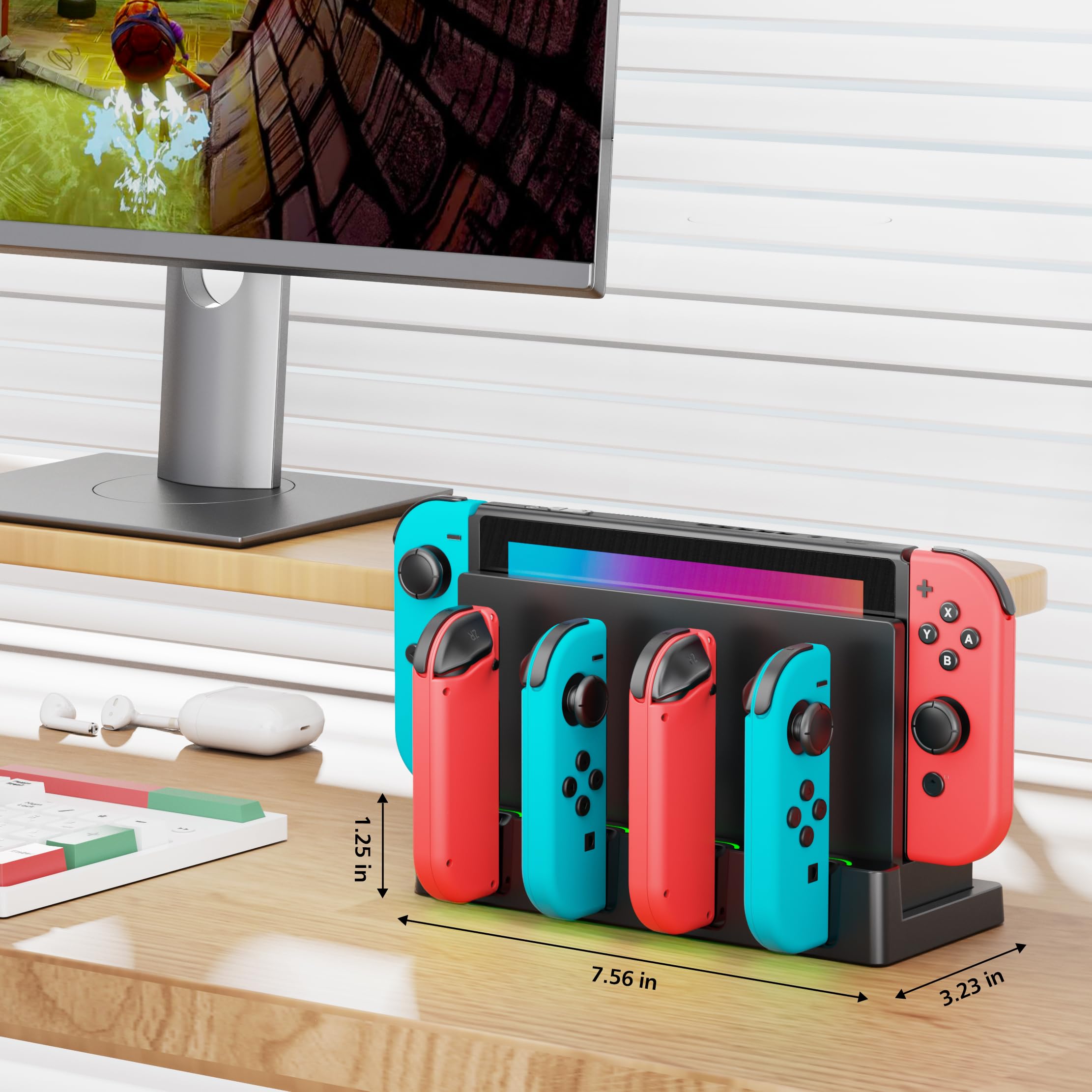 Nintendo Switch & Switch OLED Charging Dock Station with Cable - Joycon Controller Charger for Nintendo Switch - Perfect Gaming Accessories for Home & Travel Use