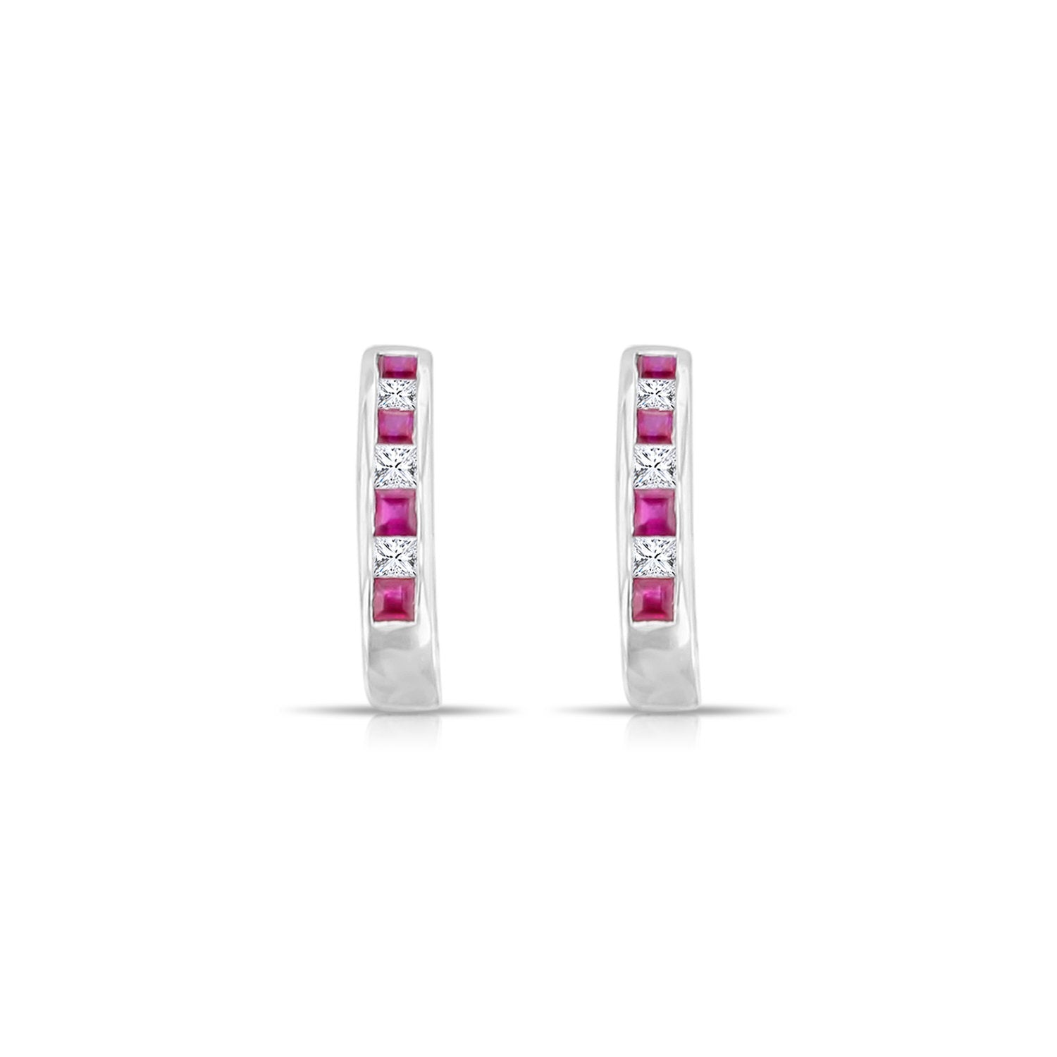 14K White Gold Ruby and Diamond Earrings .78cttw - Elegant Stud Earrings for Women, Perfect for Weddings, Parties & Special Occasions