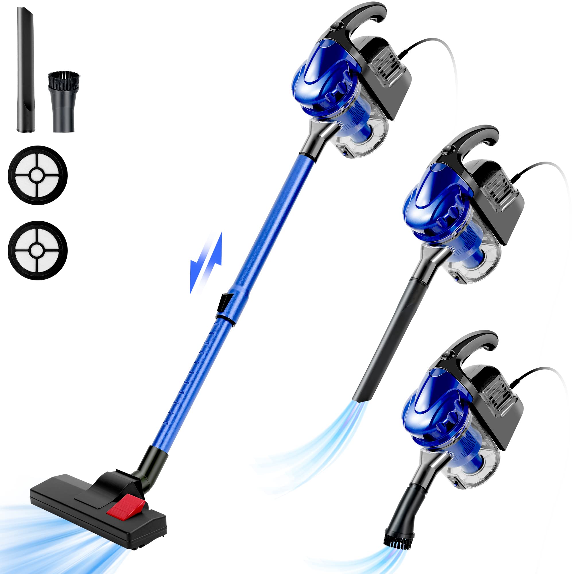 **17KPa Powerful Corded Vacuum Cleaner - 600W Motor, 4-in-1 Lightweight Handheld Stick Vacuum for Pet Hair, Hard Floors & Carpets - Ideal for Home, Car & Pet Owners**