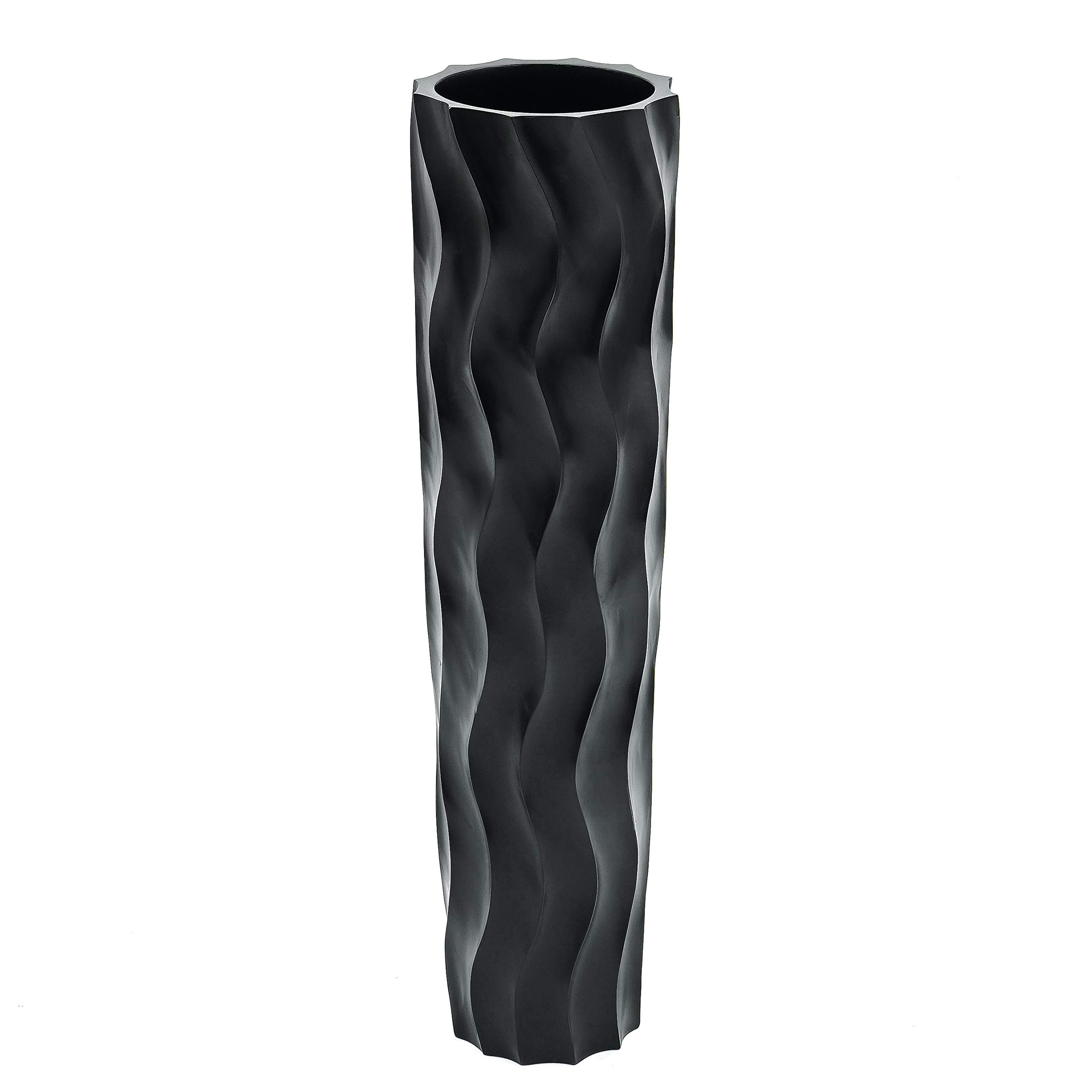 Leewadee 28 Inch Large Black Wooden Floor Vase - Farmhouse Home Decor for Flowers, Fake Plants & Pampas Grass | Perfect for Living Room, Entryway & Wedding Decor