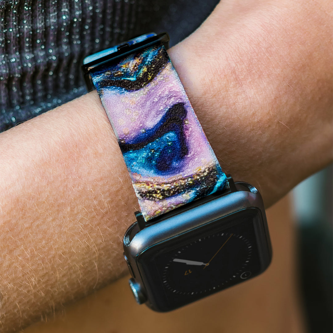 Premium Galaxy Glitter Apple Watch Band - Stylish & Durable Replacement Strap for Apple Watch Series 1-9 - Perfect for Workouts, Parties & Everyday Wear
