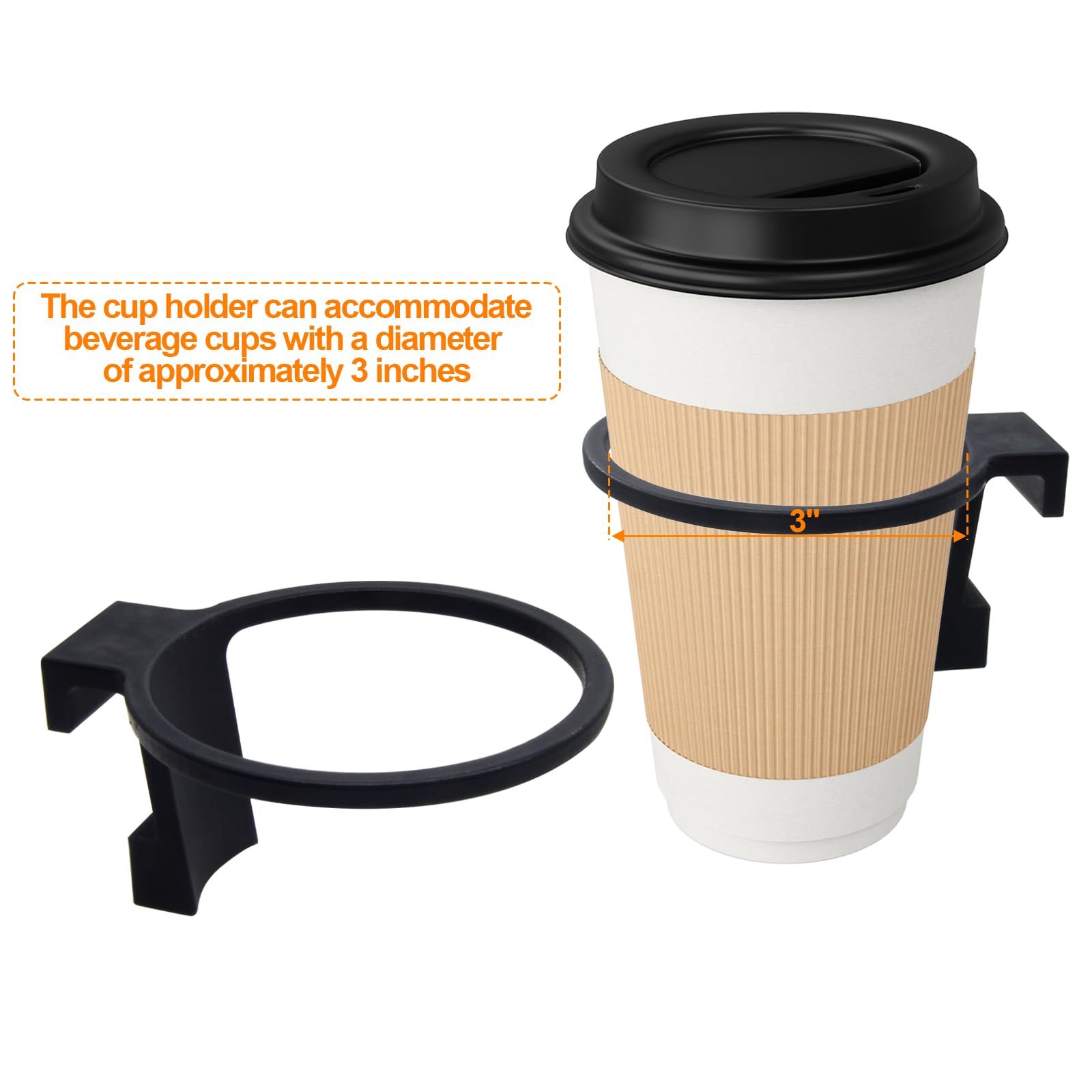 Shopping Cart Cup Holder - Black Hanging Drink Holder Attachment for Grocery Carts | Perfect for Supermarkets, Malls & Strollers - Keep Beverages Secure While Shopping