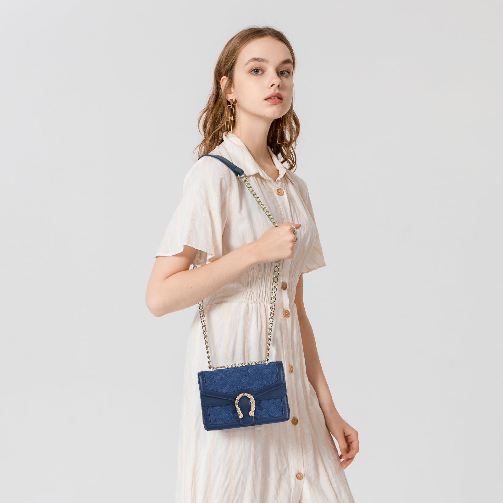 Aiqudou Women's Crossbody Bag & Satchel Purse - Luxury PU Leather Handbag with Snake Print & Chain Strap | Perfect for Work, Travel, and Evening Out