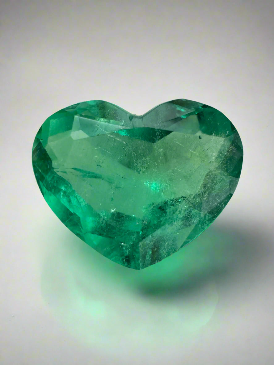 2.76 Carat 9x11mm Bright Medium Green Natural Loose Colombian Emerald Heart Cut Gemstone for Jewelry Making, Engagement Rings & Luxury Gifts