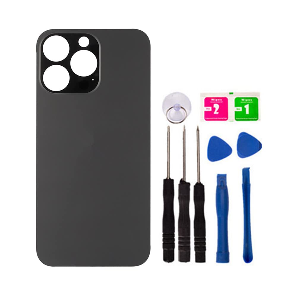 iPhone 13 Pro Back Glass Replacement with Pre-Installed Tape & Repair Tools - No Logo, Large Hole Design in Black | Perfect for DIY Phone Repair & Screen Replacement Projects