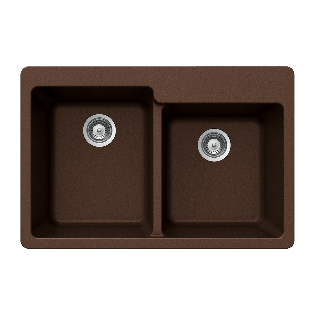 Houzer M-175 Quartztone Series Granite Topmount 60/40 Double Bowl Kitchen Sink - Durable & Stylish for Modern Kitchens, Perfect for Cooking & Cleaning